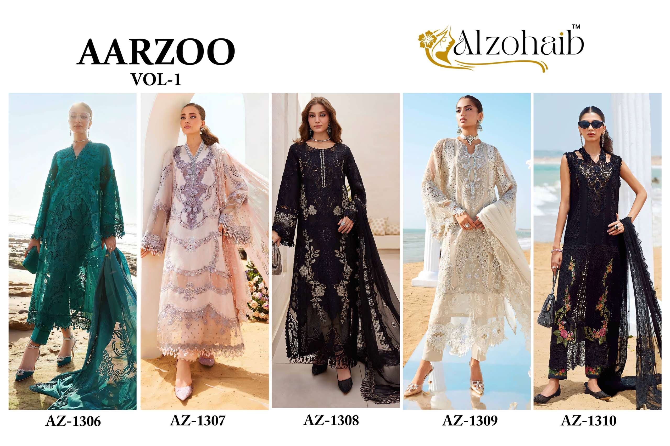 AL ZOHAIB AARZOO VOL 1 COTTON EMBROIDERY DESIGNER WORK PAKISTANI SUIT