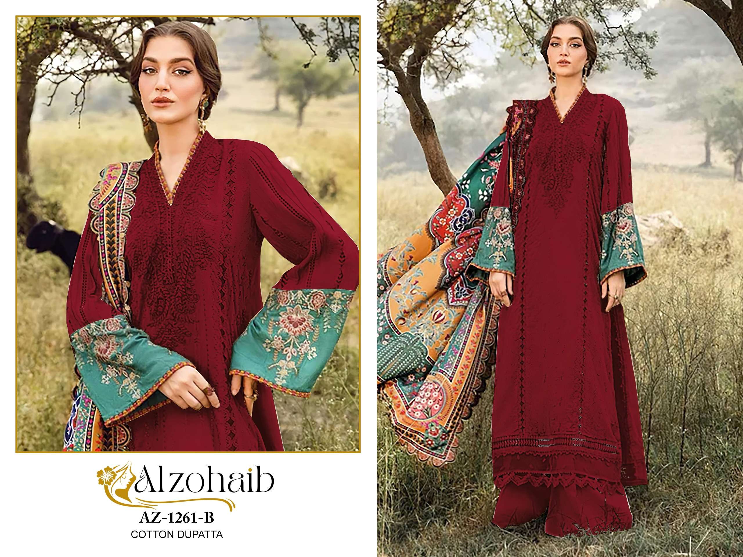AL ZOHAIB AZ 1261 COTTON FANCY EMBROIDERY DESIGNER WORK SALWAR KAMEEZ 