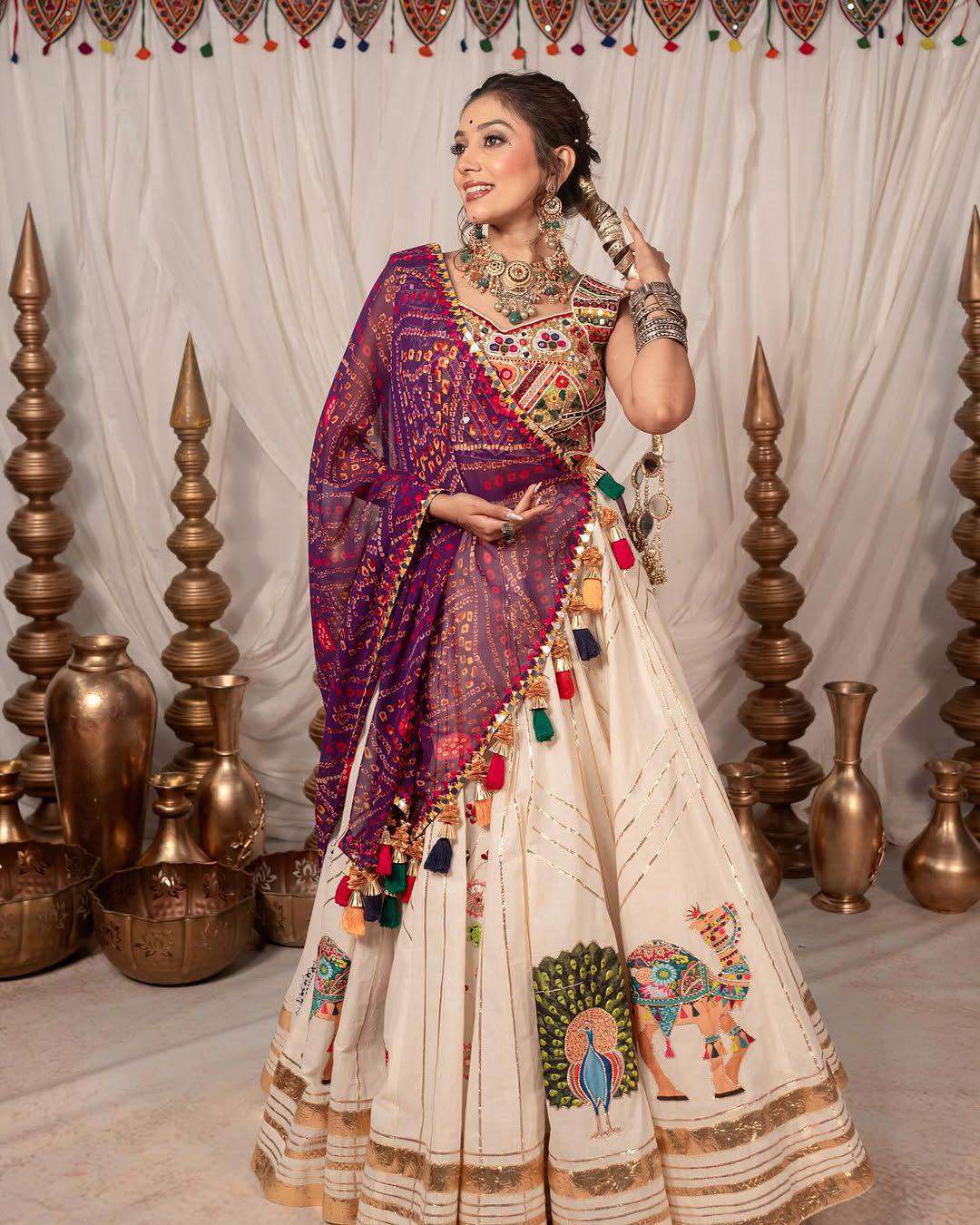 ALC 157 COTTON DIGITAL PRINTS WITH DESIGNER WORK NAVRATRI WEAR LEHENGA CHOLI 