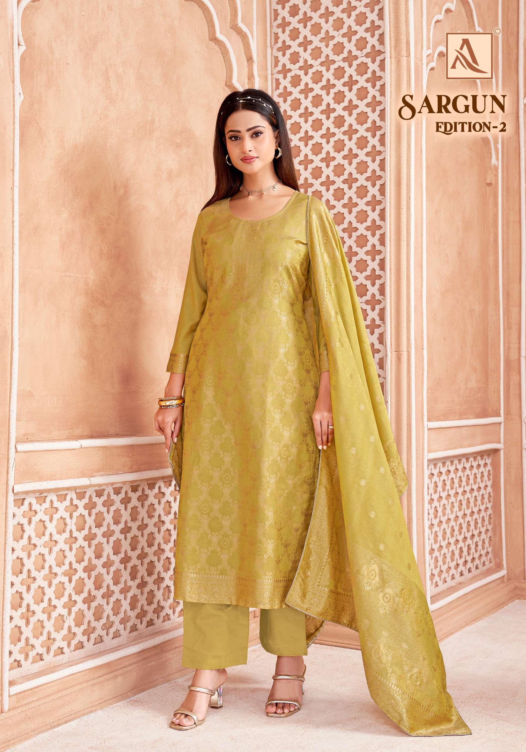 ALOK SUITS SARGUN VOL 2 MUSLIN JACQUARD DESIGNER WORK LADIES SUIT 