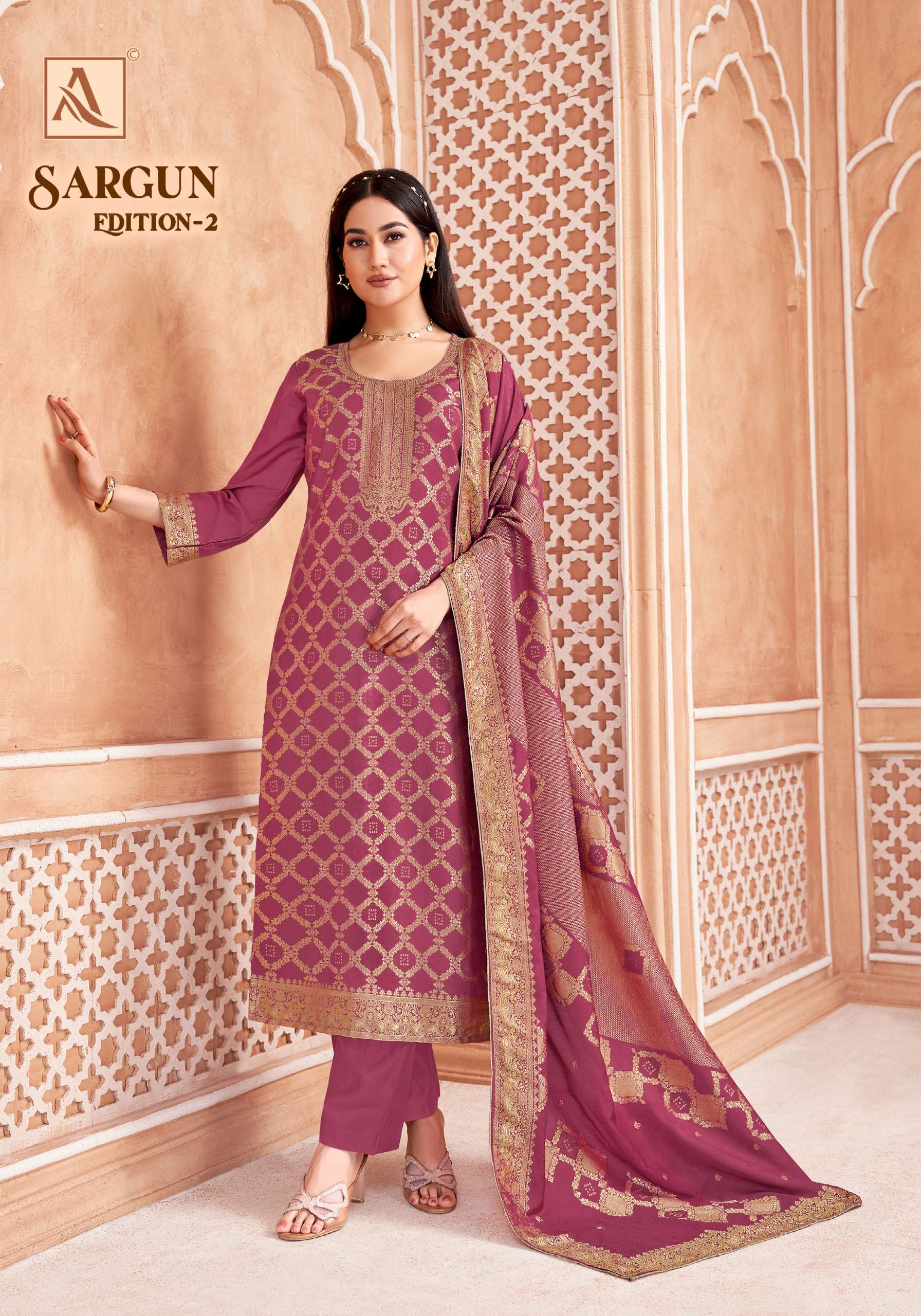 ALOK SUITS SARGUN VOL 2 MUSLIN JACQUARD DESIGNER WORK LADIES SUIT 