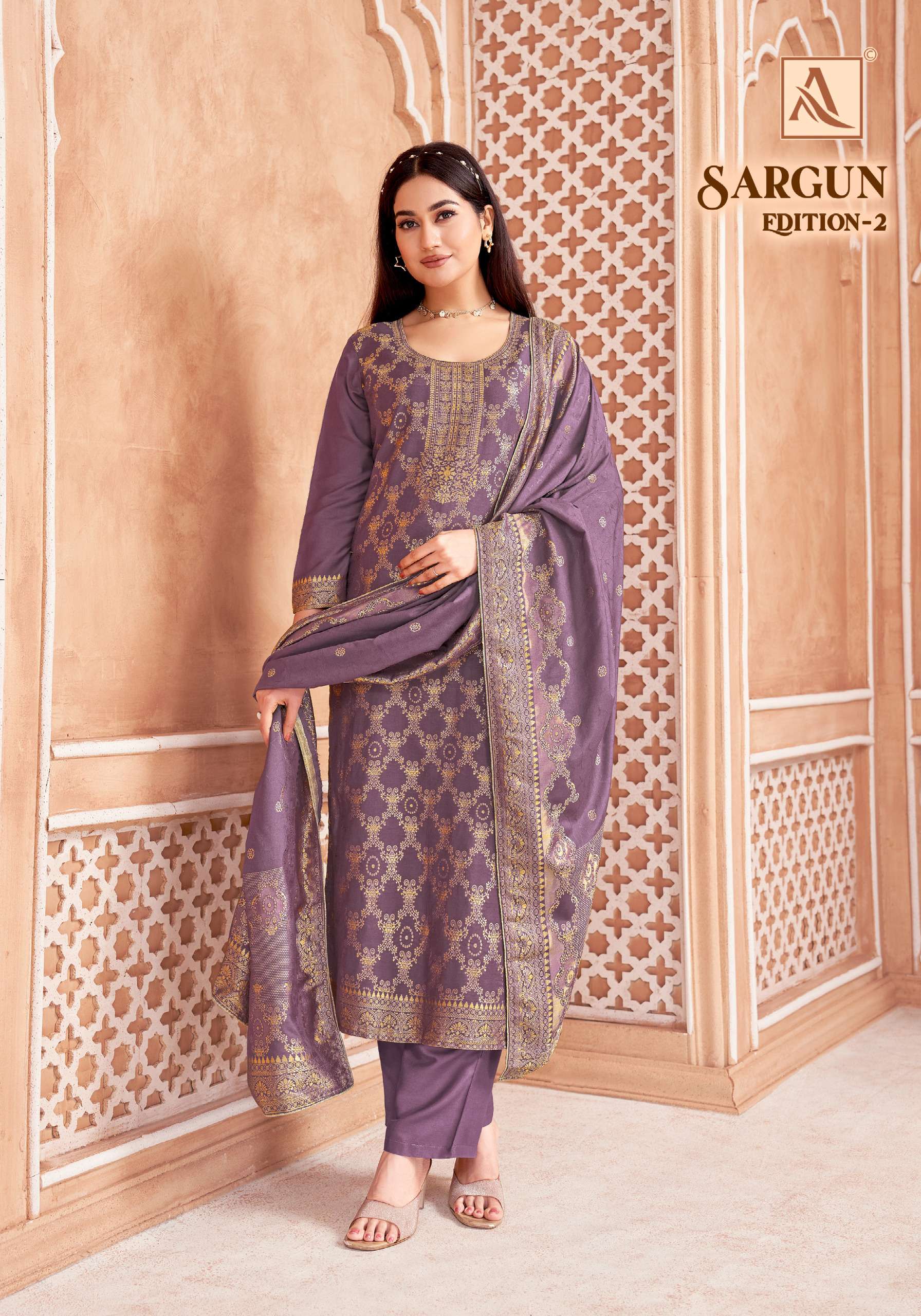 ALOK SUITS SARGUN VOL 2 MUSLIN JACQUARD DESIGNER WORK LADIES SUIT 