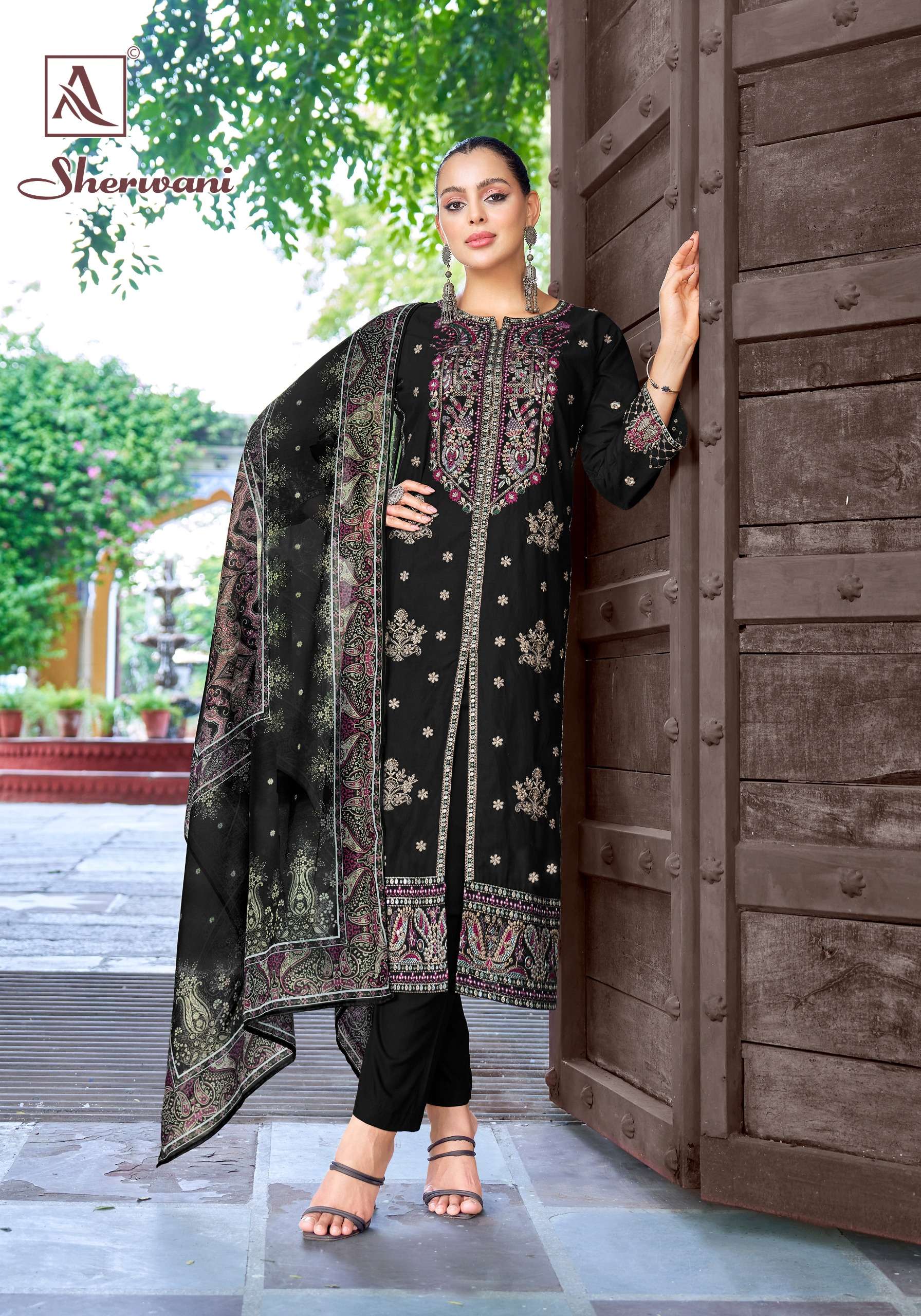 ALOK SUITS SHERWANI COTTON EMBROIDERY DESIGNER WORK LADIES SUIT