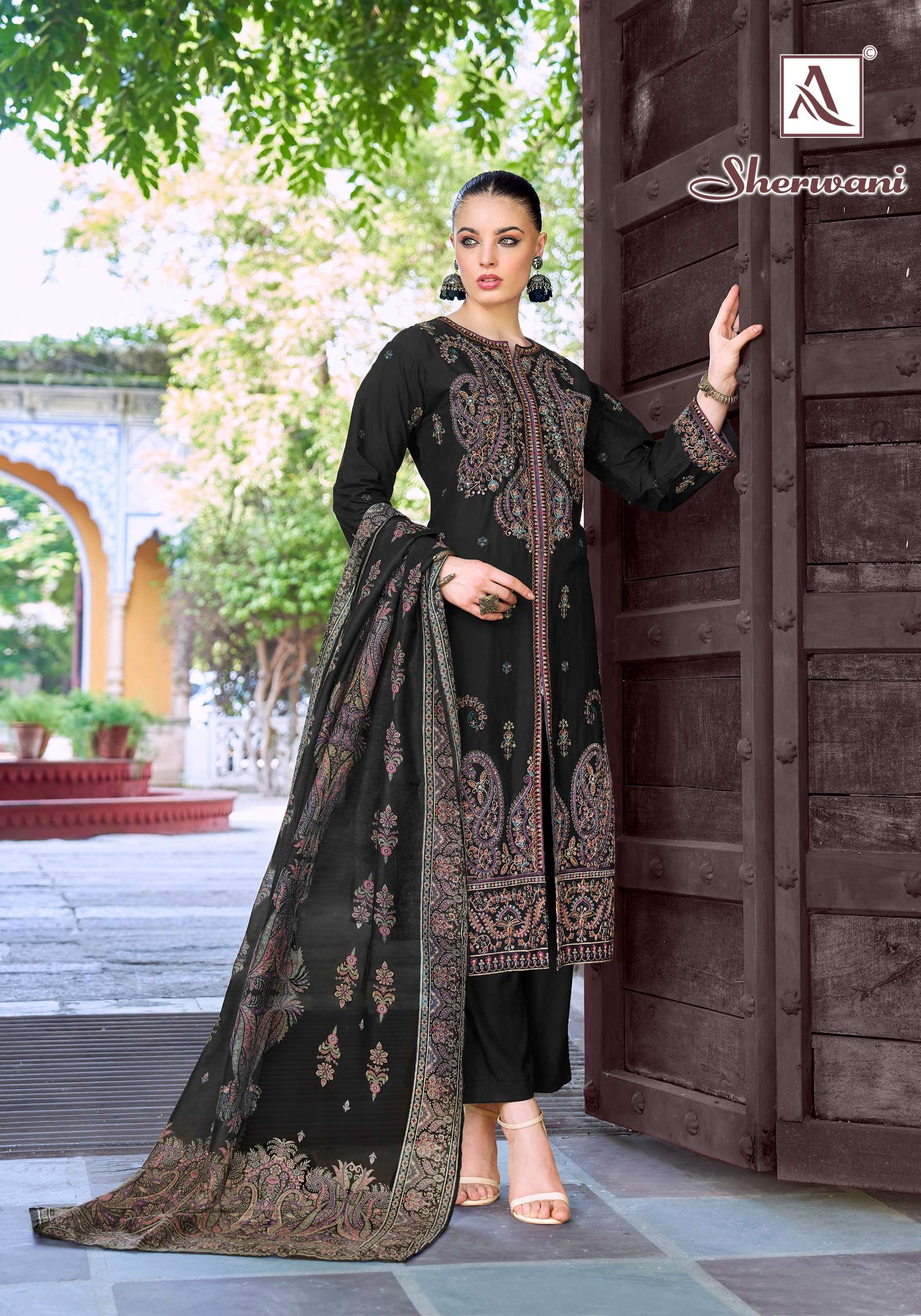 ALOK SUITS SHERWANI COTTON EMBROIDERY DESIGNER WORK LADIES SUIT