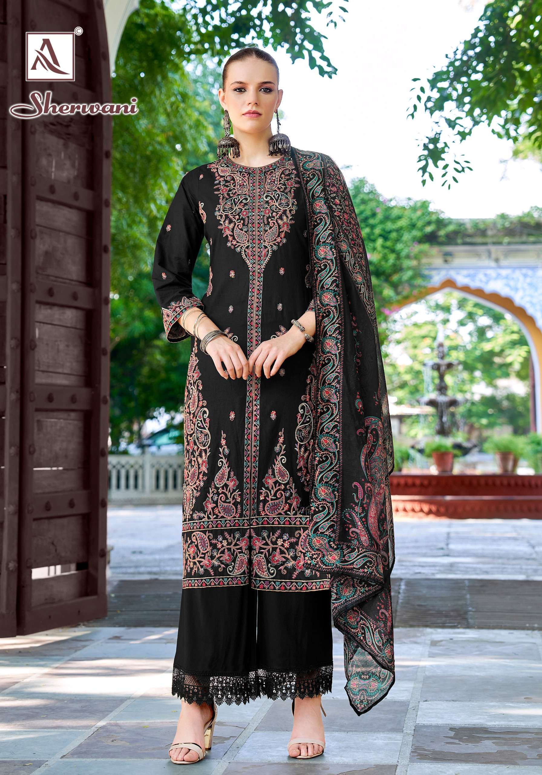 ALOK SUITS SHERWANI COTTON EMBROIDERY DESIGNER WORK LADIES SUIT