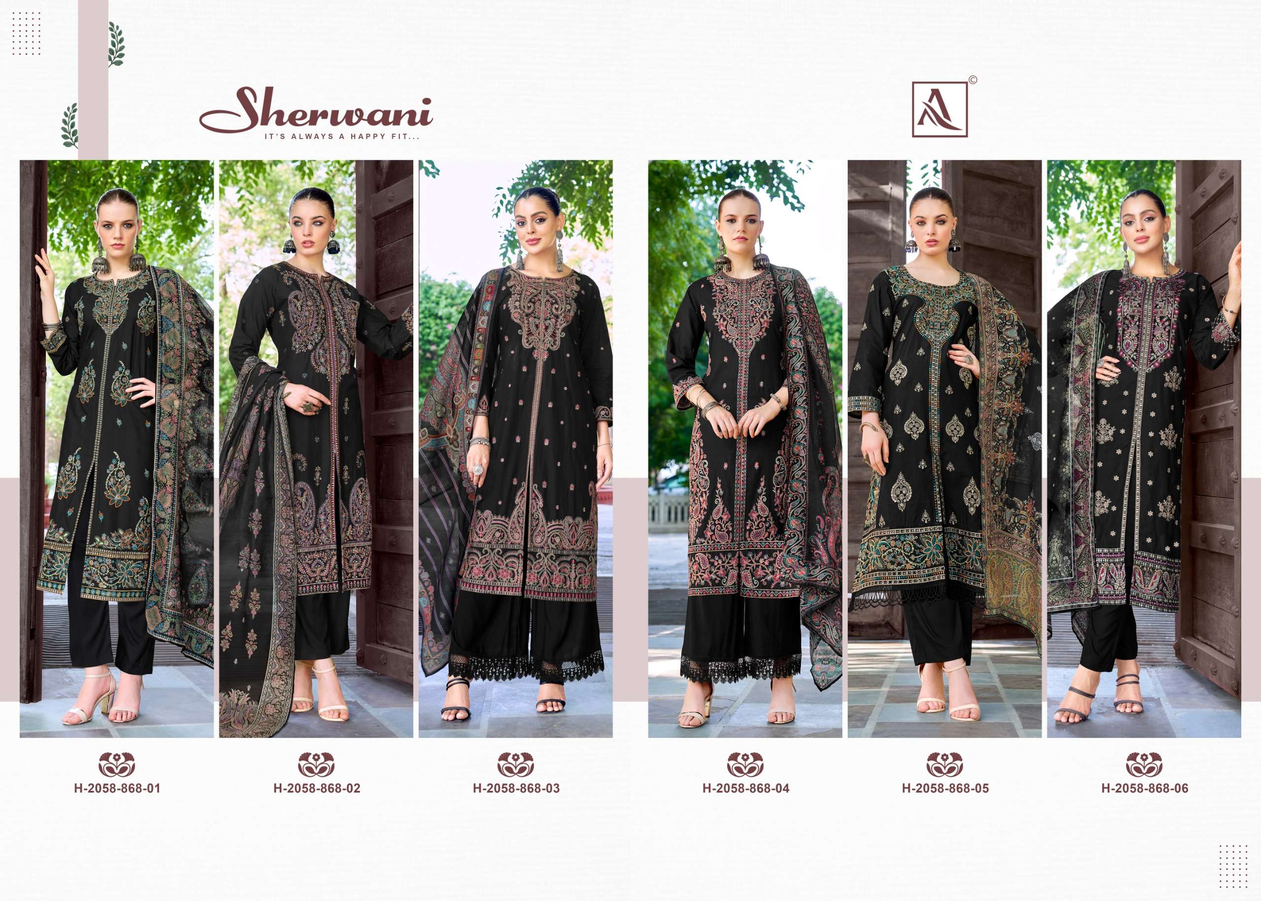 ALOK SUITS SHERWANI COTTON EMBROIDERY DESIGNER WORK LADIES SUIT