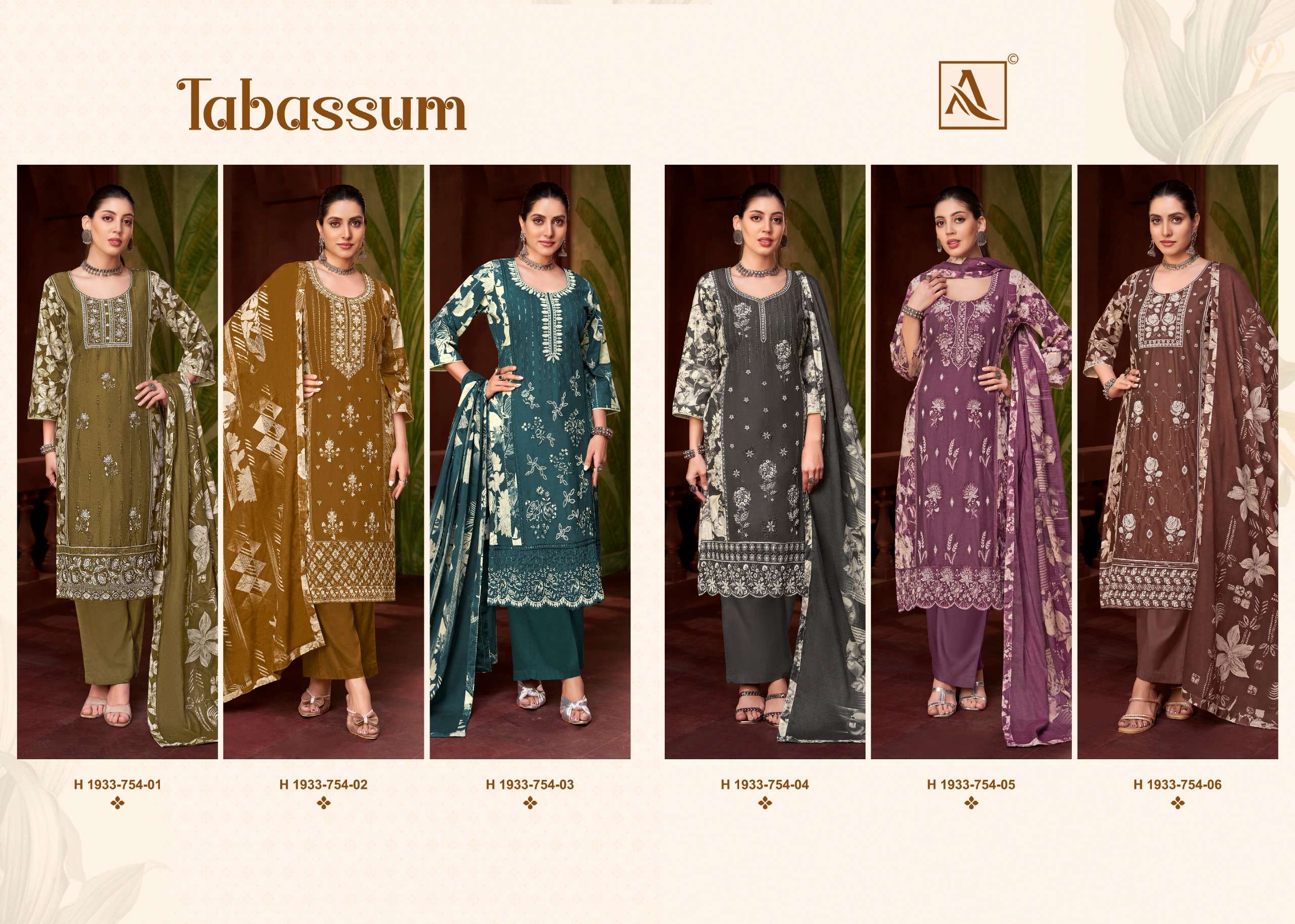 ALOK SUITS TABASSUM COTTON PRINT WITH FANCY EMBROIDERY WORK SUIT