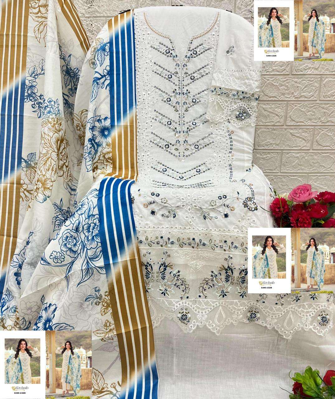 ALZOHAIB DESIGN NO - 1326-1327 COTTON PAKISTANI SALWAR SUIT 