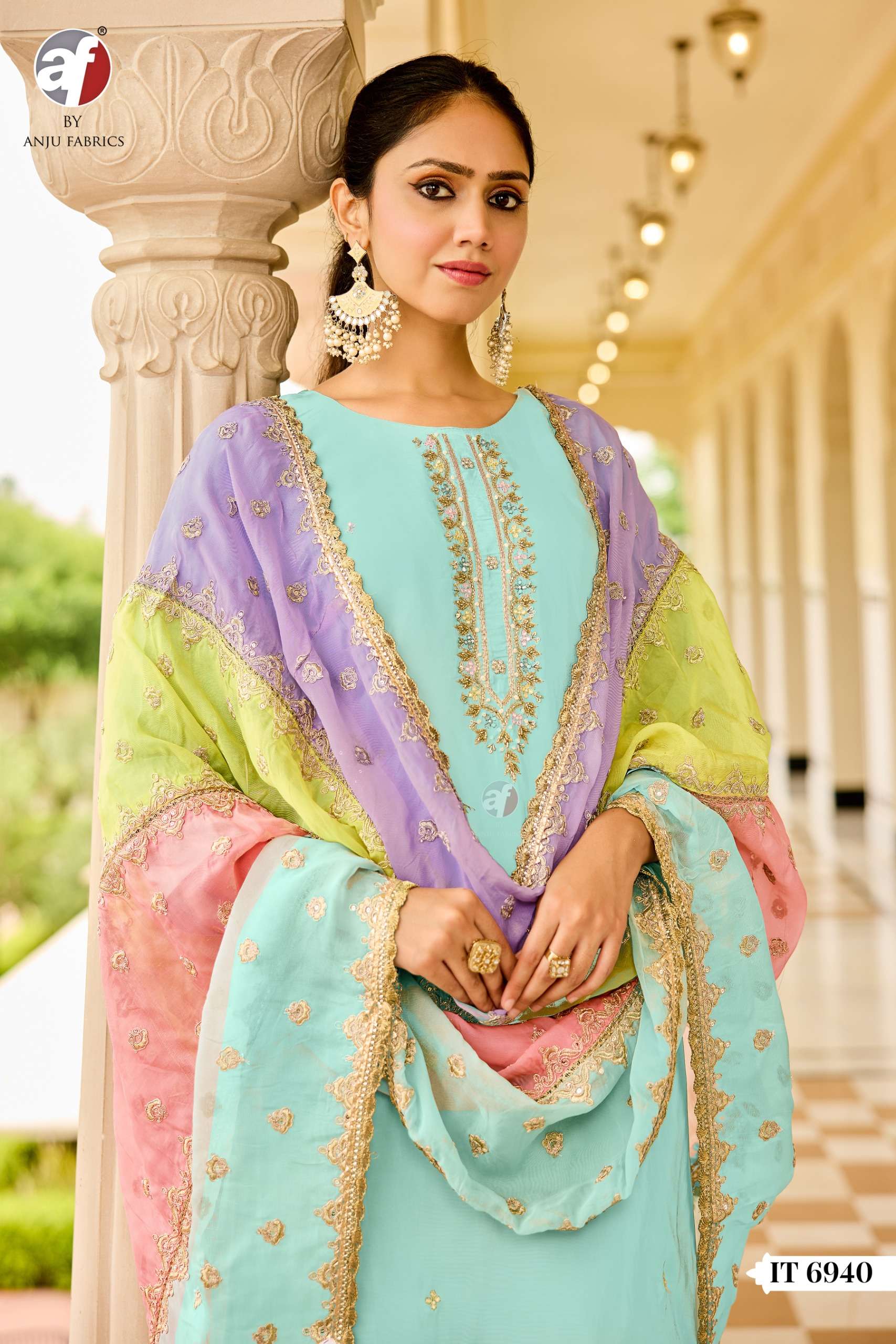 ANJU FABRICS IT 6940 DESIGNER WORK READY MADE LADIES SUIT