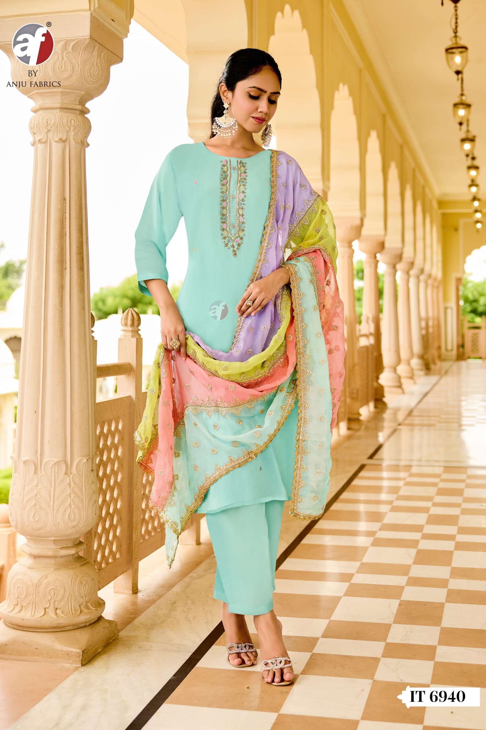 ANJU FABRICS IT 6940 DESIGNER WORK READY MADE LADIES SUIT