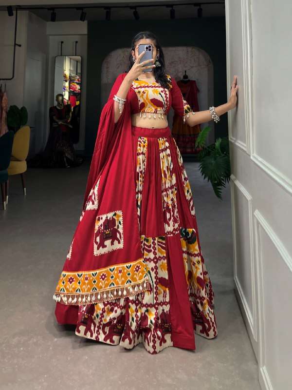 BANDHANI PALACE 1611 RAYON PRINTED SILK READYMADE LEHENGA CHOLI SET 