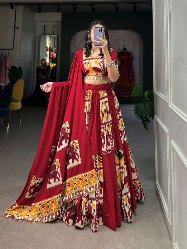 BANDHANI PALACE 1611 RAYON PRINTED SILK READYMADE LEHENGA CHOLI SET 