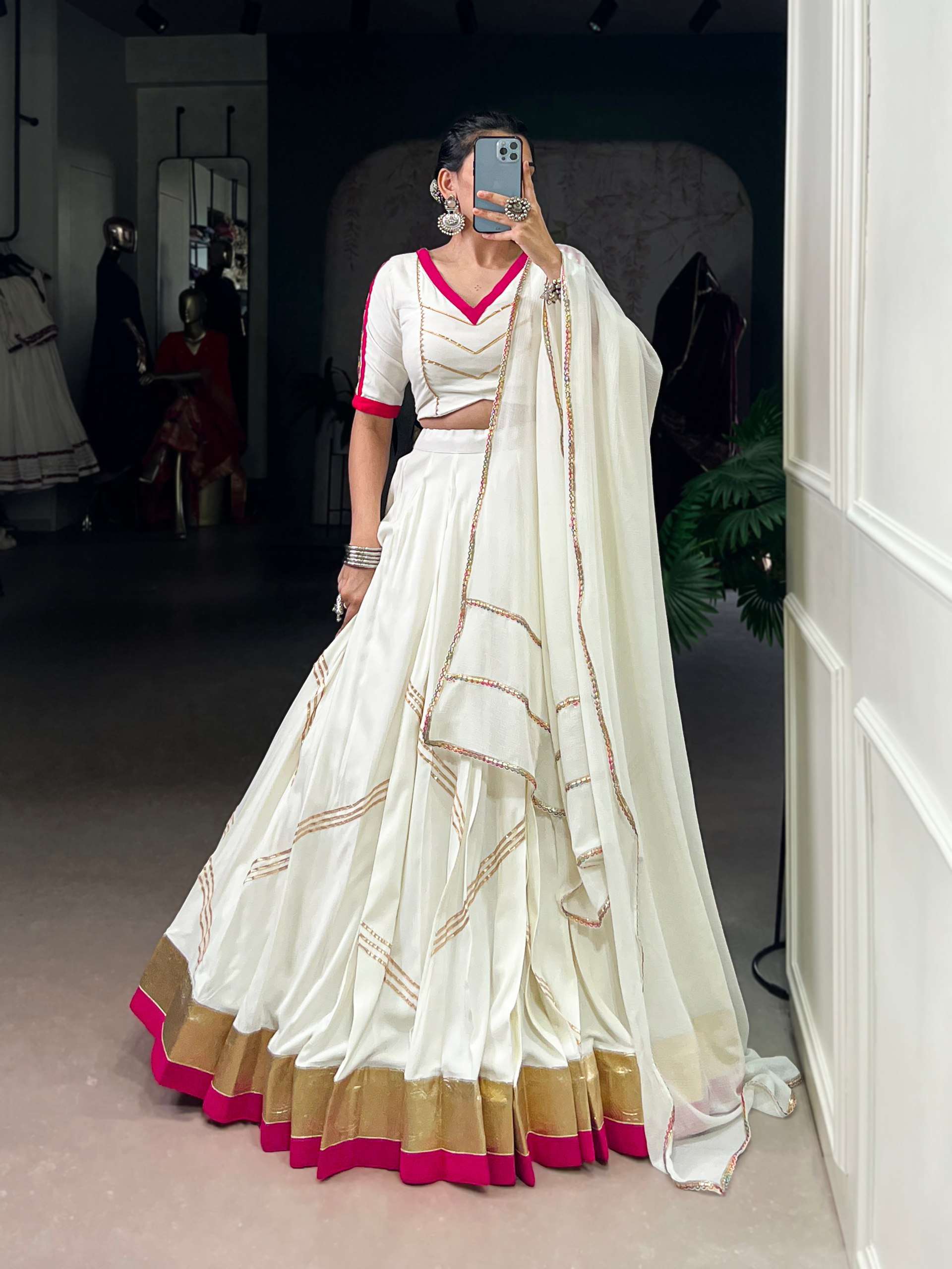 BANDHANI PALACE 1622 PURE RAYON EMBOSSED DESIGN READYMADE LEHENGA CHOLI SET 