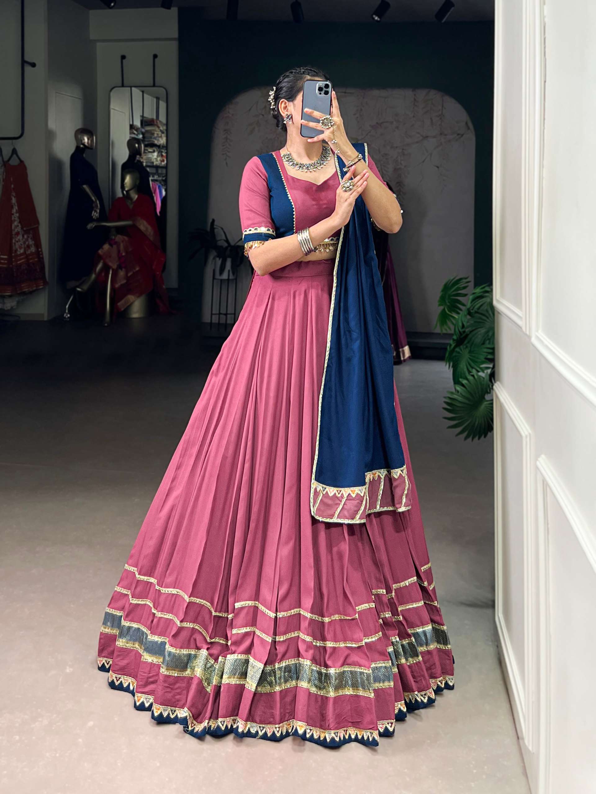 BANDHANI PALACE 1674 PURE RAYON READYMADE LEHENGA CHOLI SET 
