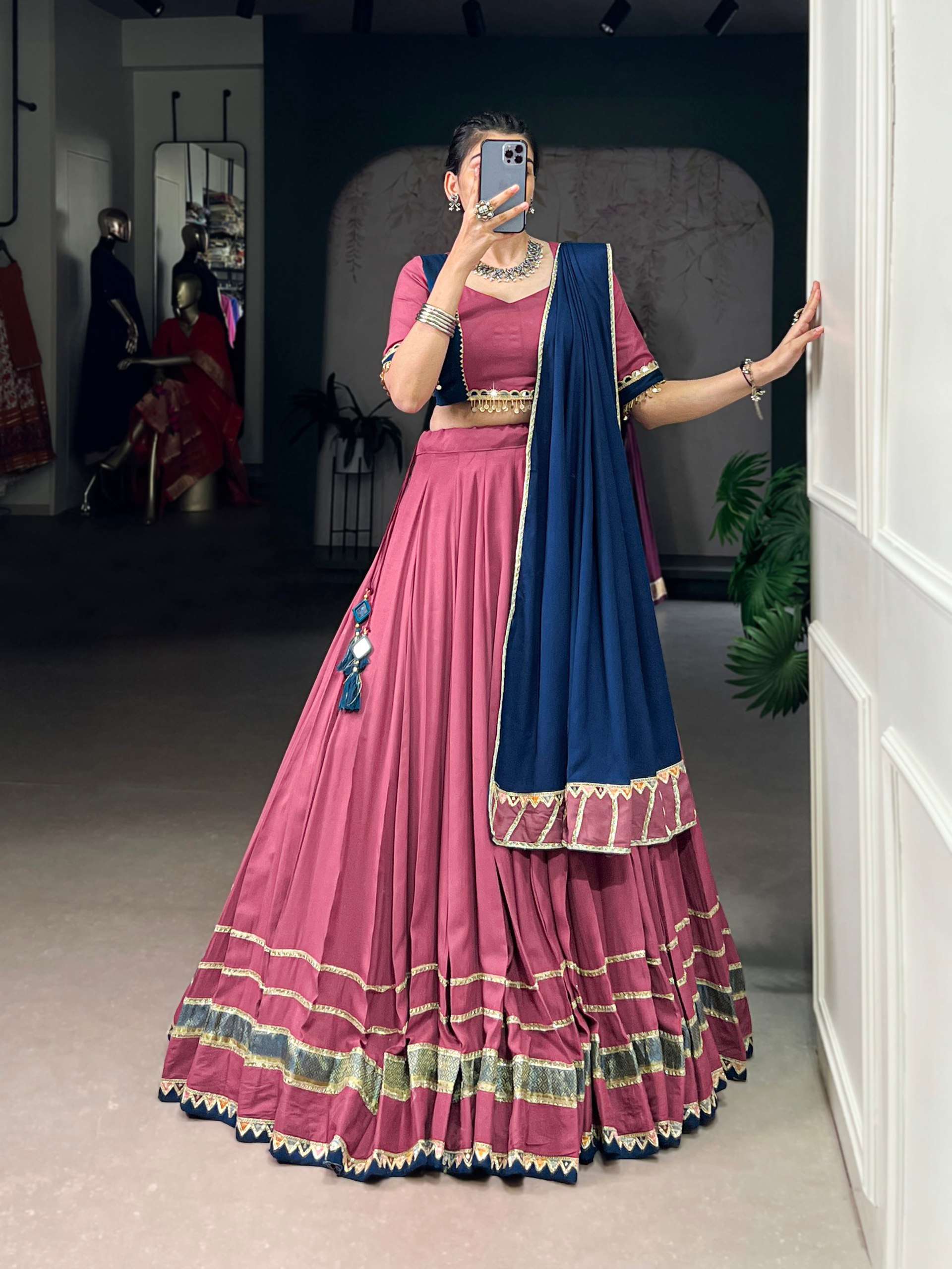 BANDHANI PALACE 1674 PURE RAYON READYMADE LEHENGA CHOLI SET 