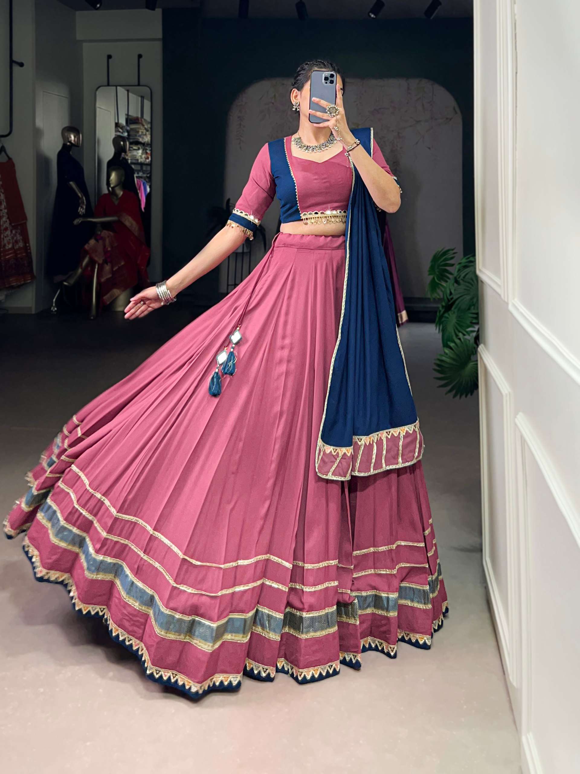 BANDHANI PALACE 1674 PURE RAYON READYMADE LEHENGA CHOLI SET 