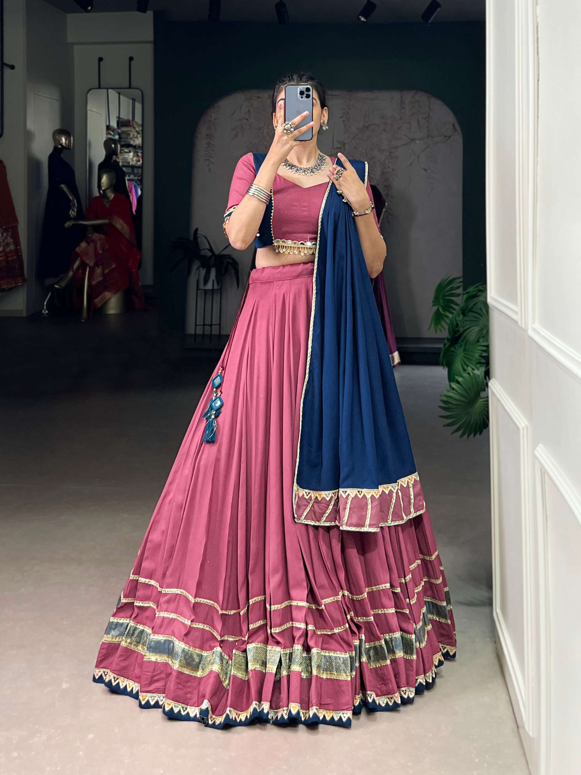 BANDHANI PALACE 1674 PURE RAYON READYMADE LEHENGA CHOLI SET 