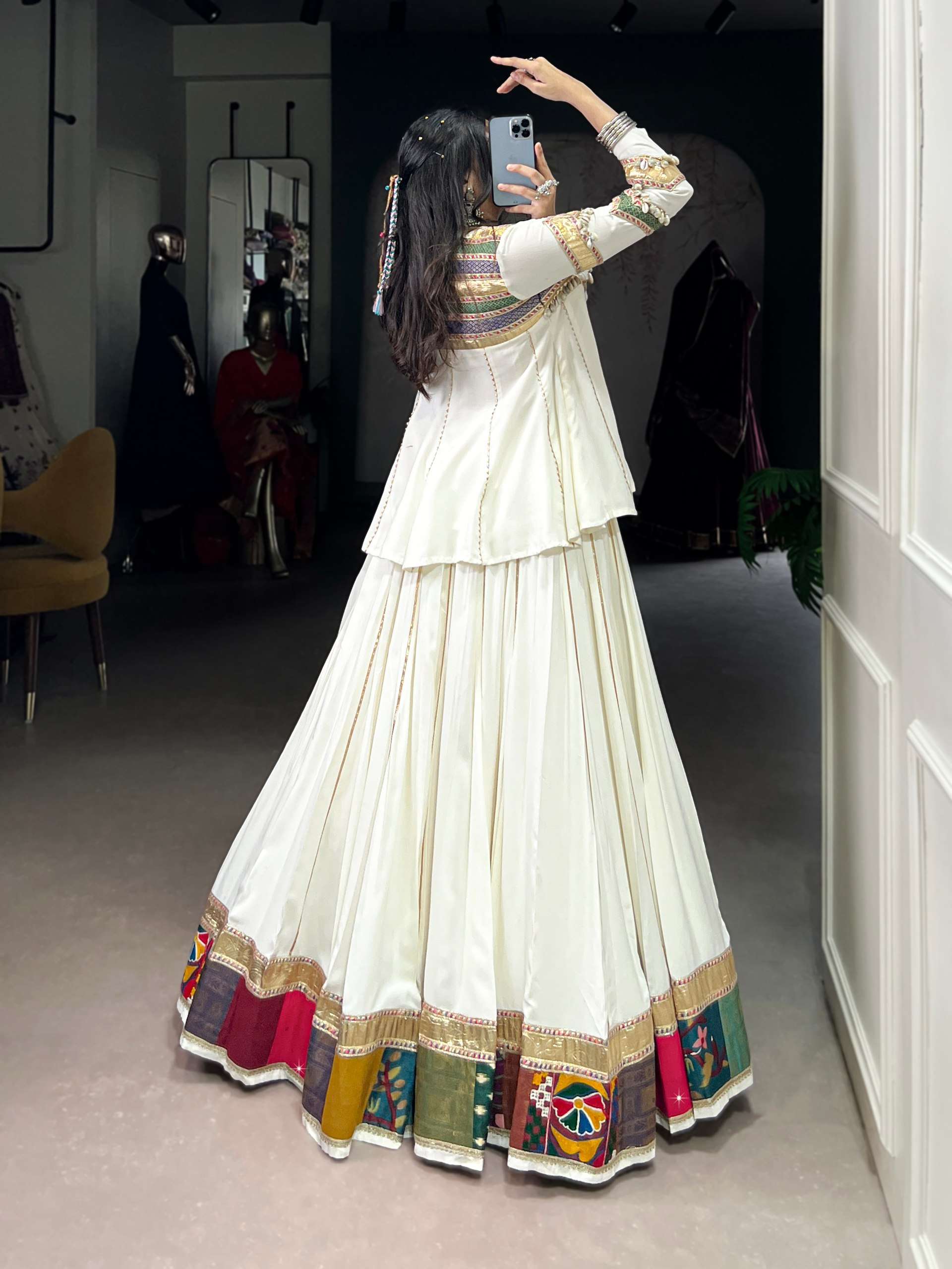 BANDHANI PALACE 1739 PURE RAYON MULTI PATCH WORK LEHENGA CHOLI