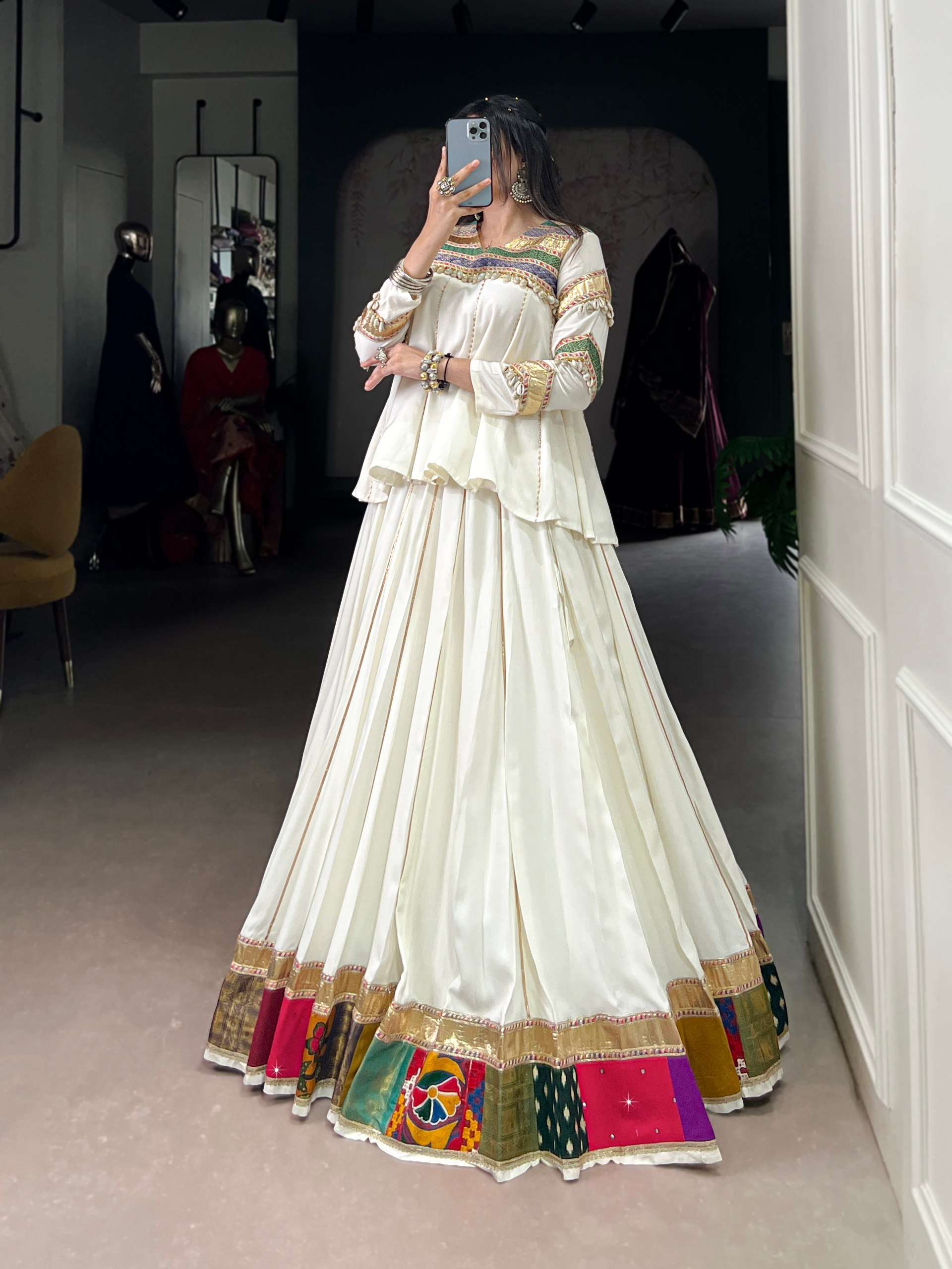 BANDHANI PALACE 1739 PURE RAYON MULTI PATCH WORK LEHENGA CHOLI