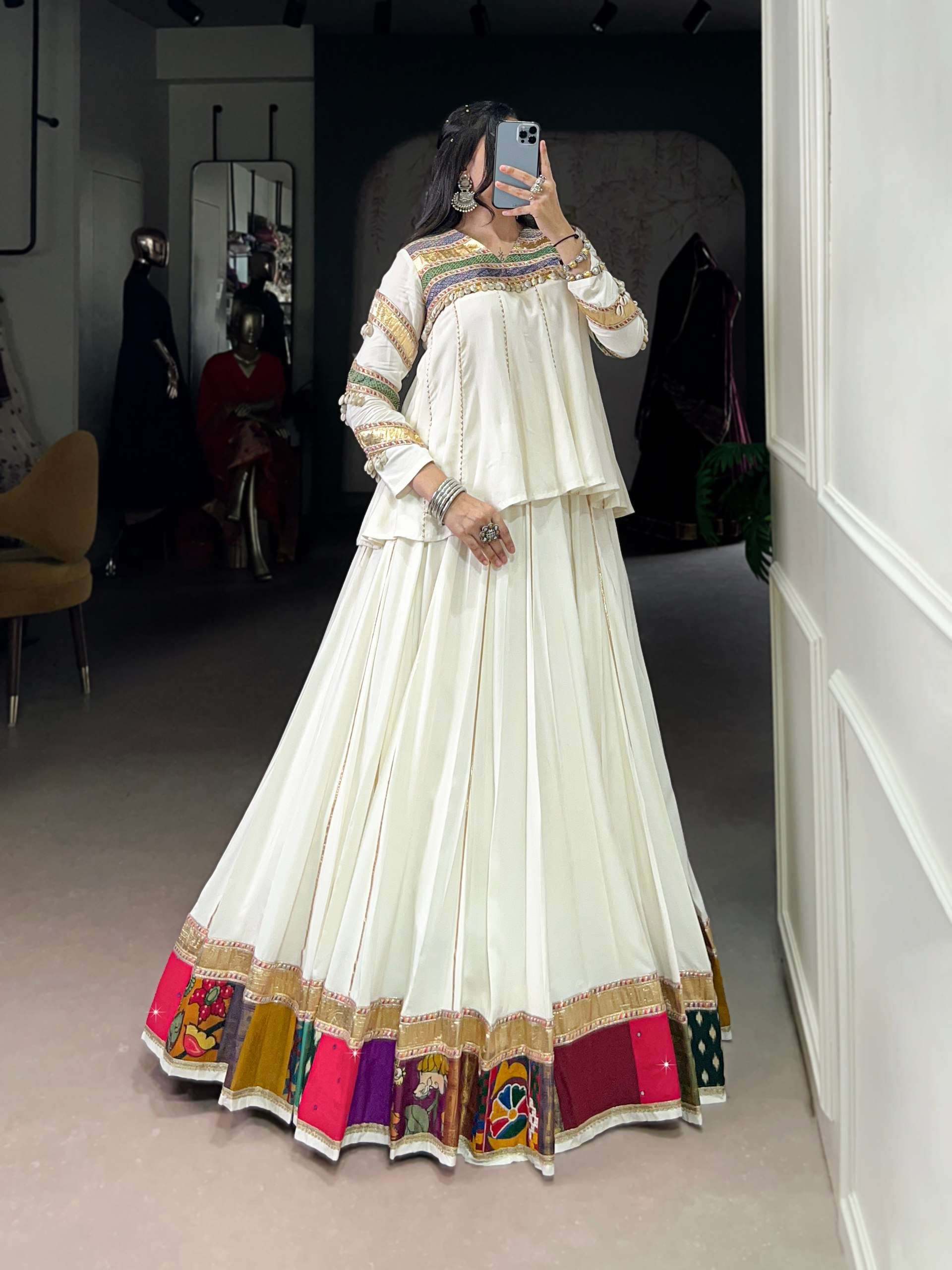 BANDHANI PALACE 1739 PURE RAYON MULTI PATCH WORK LEHENGA CHOLI