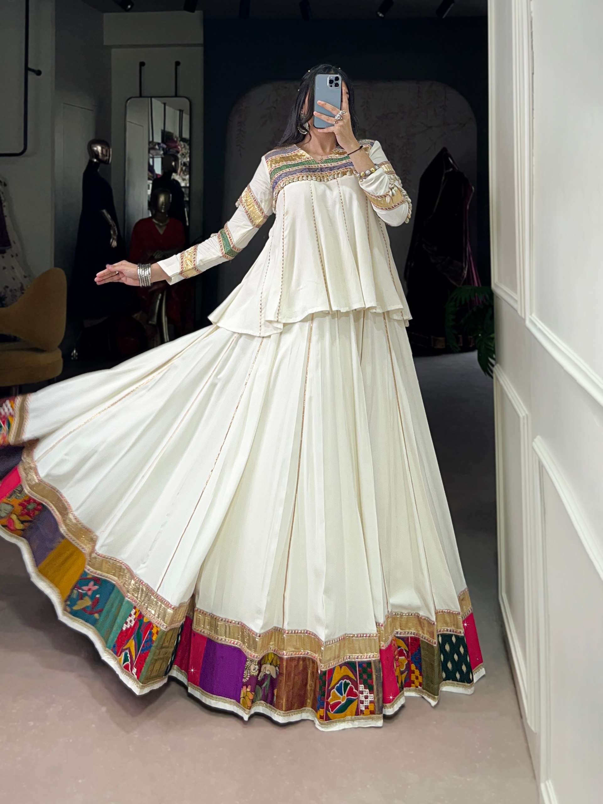 BANDHANI PALACE 1739 PURE RAYON MULTI PATCH WORK LEHENGA CHOLI