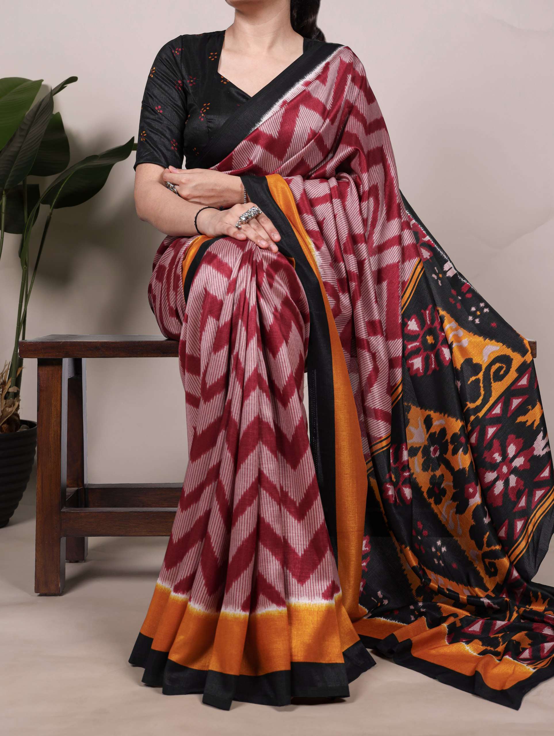 BANDHANI PALACE 7043 TUSSER SILK PRINTED SAREE