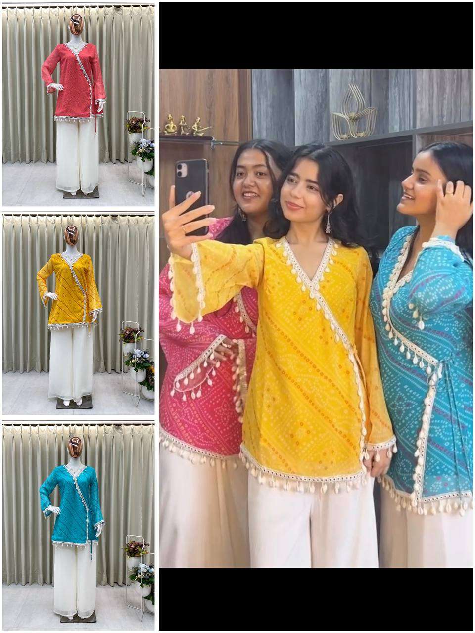 BE 399 GEORGETTE PRINTED WITH FANCY LACE WORK LADIES TOP