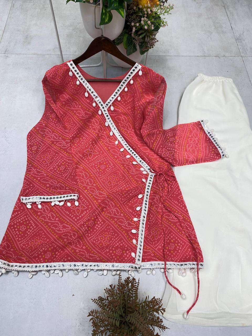 BE 399 GEORGETTE PRINTED WITH FANCY LACE WORK LADIES TOP