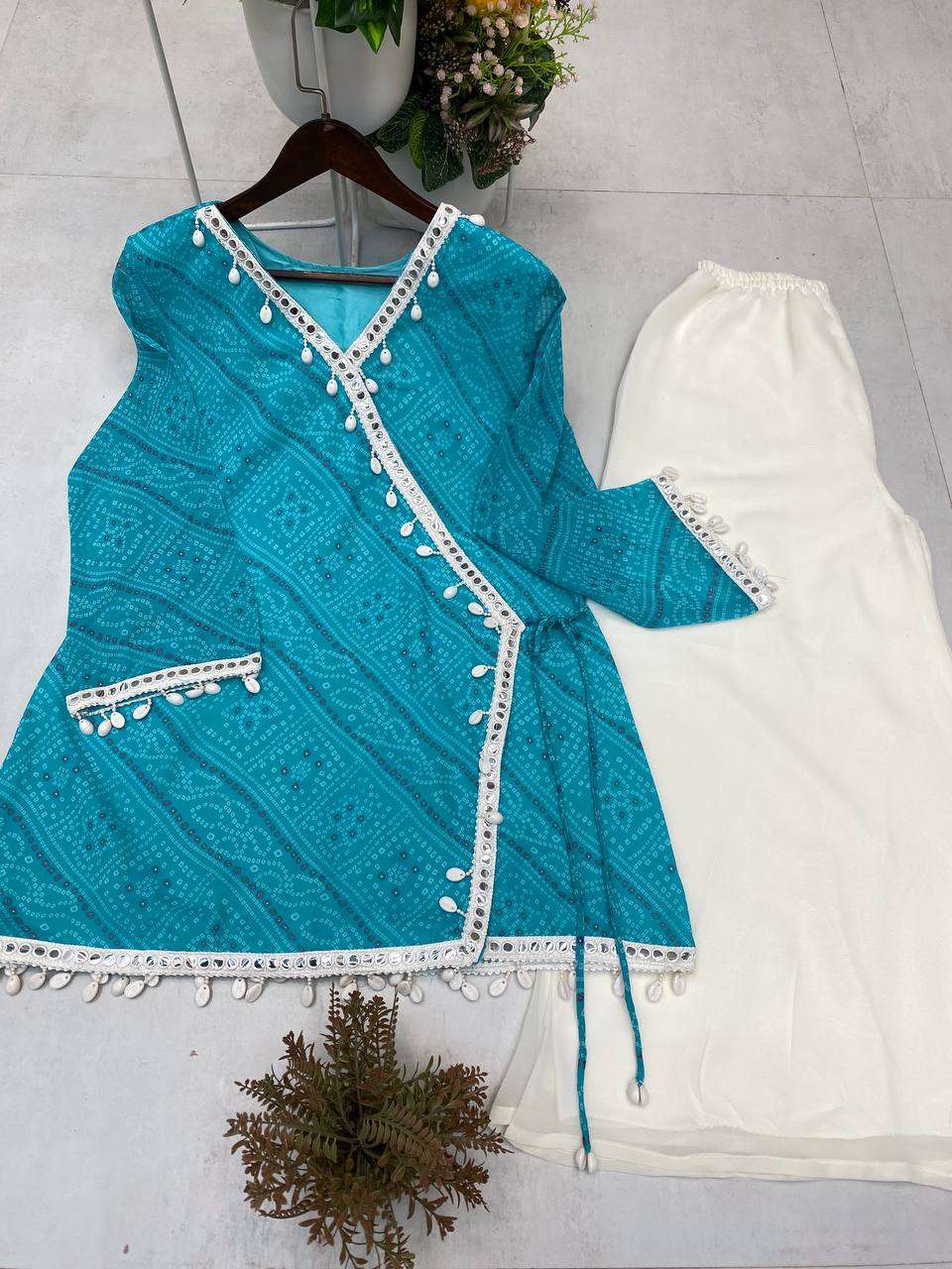 BE 399 GEORGETTE PRINTED WITH FANCY LACE WORK LADIES TOP