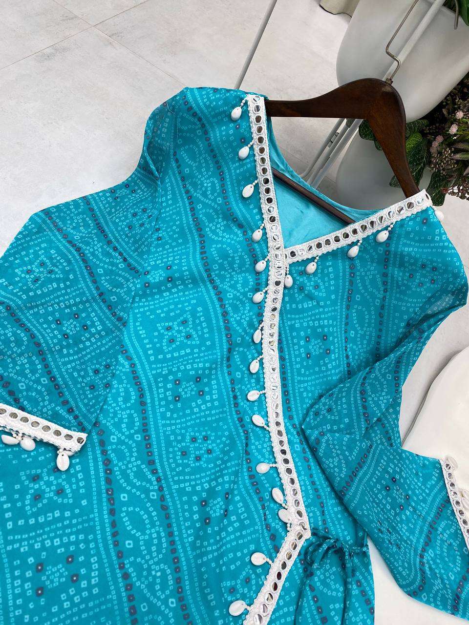 BE 399 GEORGETTE PRINTED WITH FANCY LACE WORK LADIES TOP