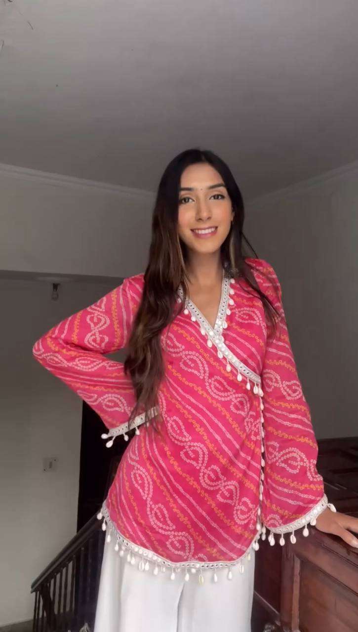 BE 399 GEORGETTE PRINTED WITH FANCY LACE WORK LADIES TOP