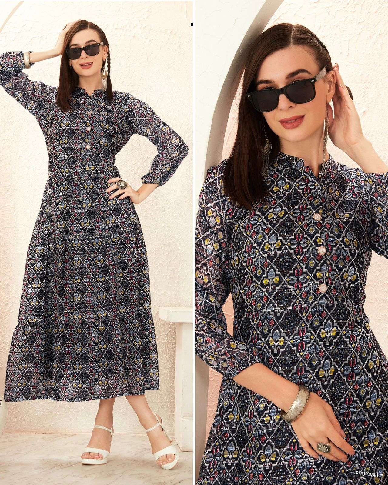 BLUE HILLS BLOSSOM 2.0 GEORGETTE PRINTED FANCY WEAR GOWN 