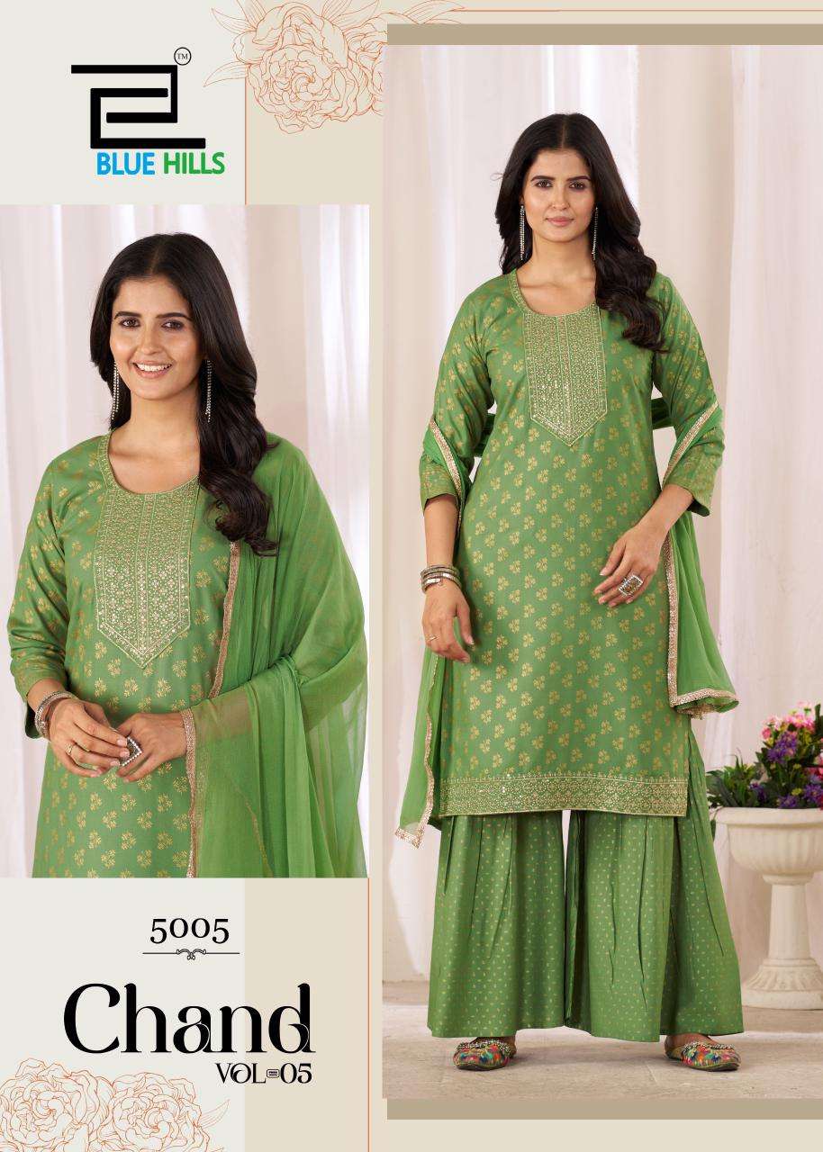 BLUE HILLS CHAND VOL 5 RAYON FOIL PRINT WITH WORK LADIES 3PCS SET 