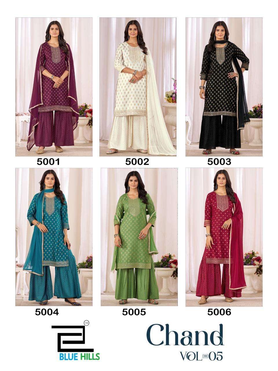 BLUE HILLS CHAND VOL 5 RAYON FOIL PRINT WITH WORK LADIES 3PCS SET 