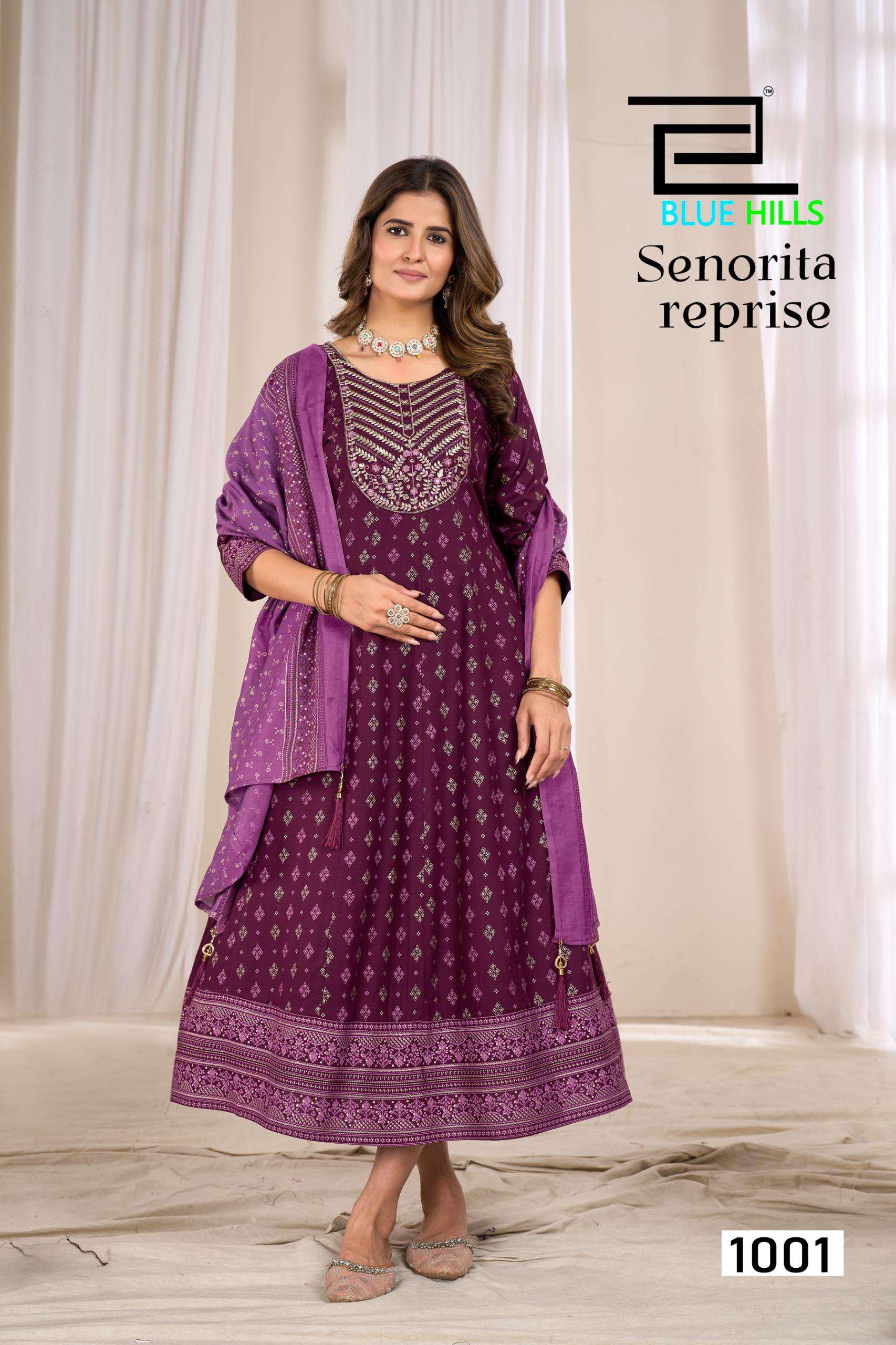 BLUE HILLS  SENORITA REPRISE RAYON ANARKALI GOWN WITH DUPATTA SET 