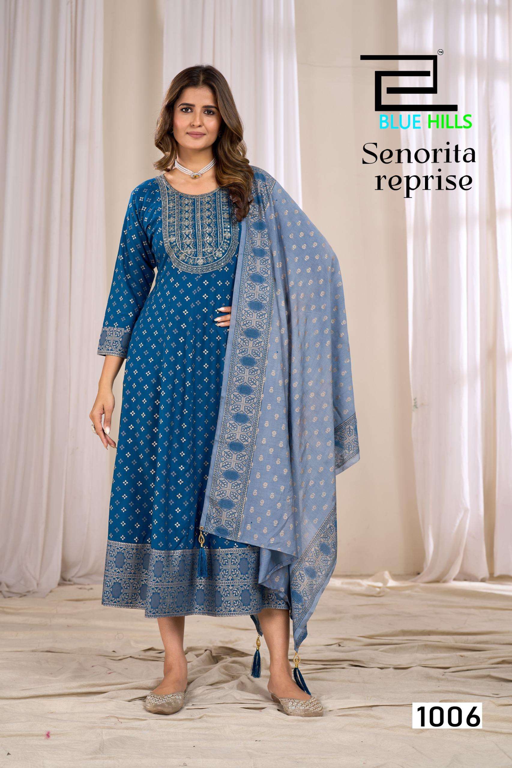 BLUE HILLS  SENORITA REPRISE RAYON ANARKALI GOWN WITH DUPATTA SET 