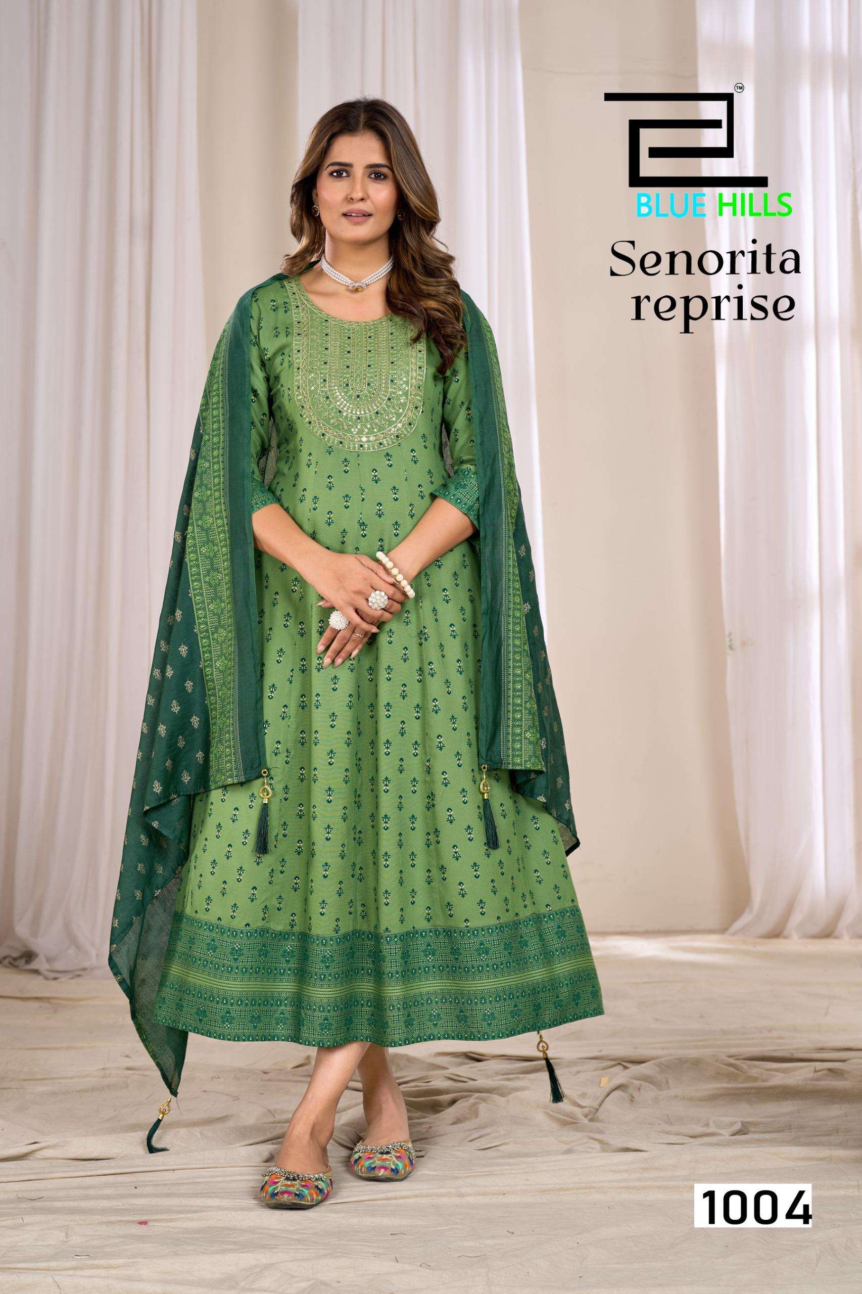 BLUE HILLS  SENORITA REPRISE RAYON ANARKALI GOWN WITH DUPATTA SET 