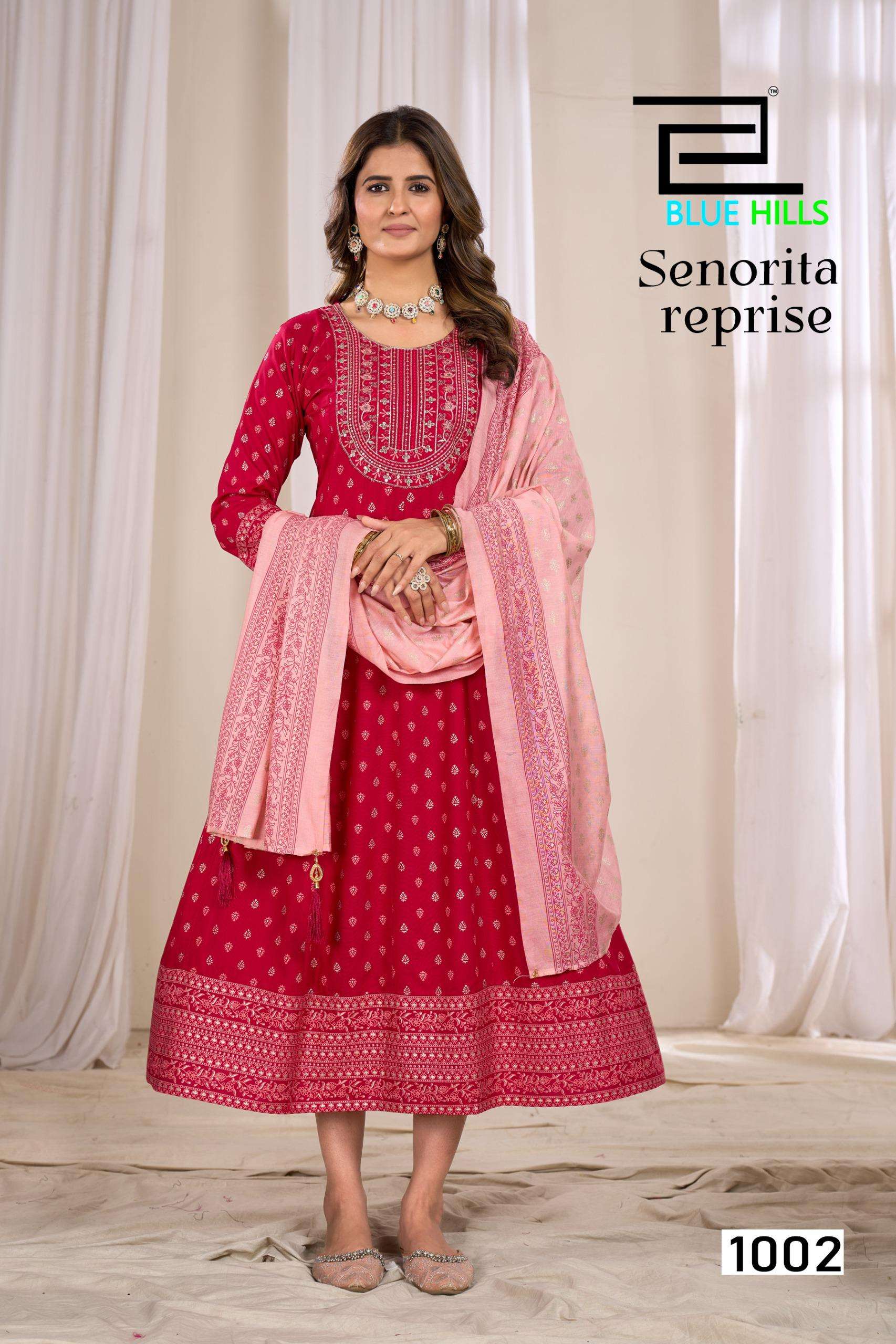 BLUE HILLS  SENORITA REPRISE RAYON ANARKALI GOWN WITH DUPATTA SET 