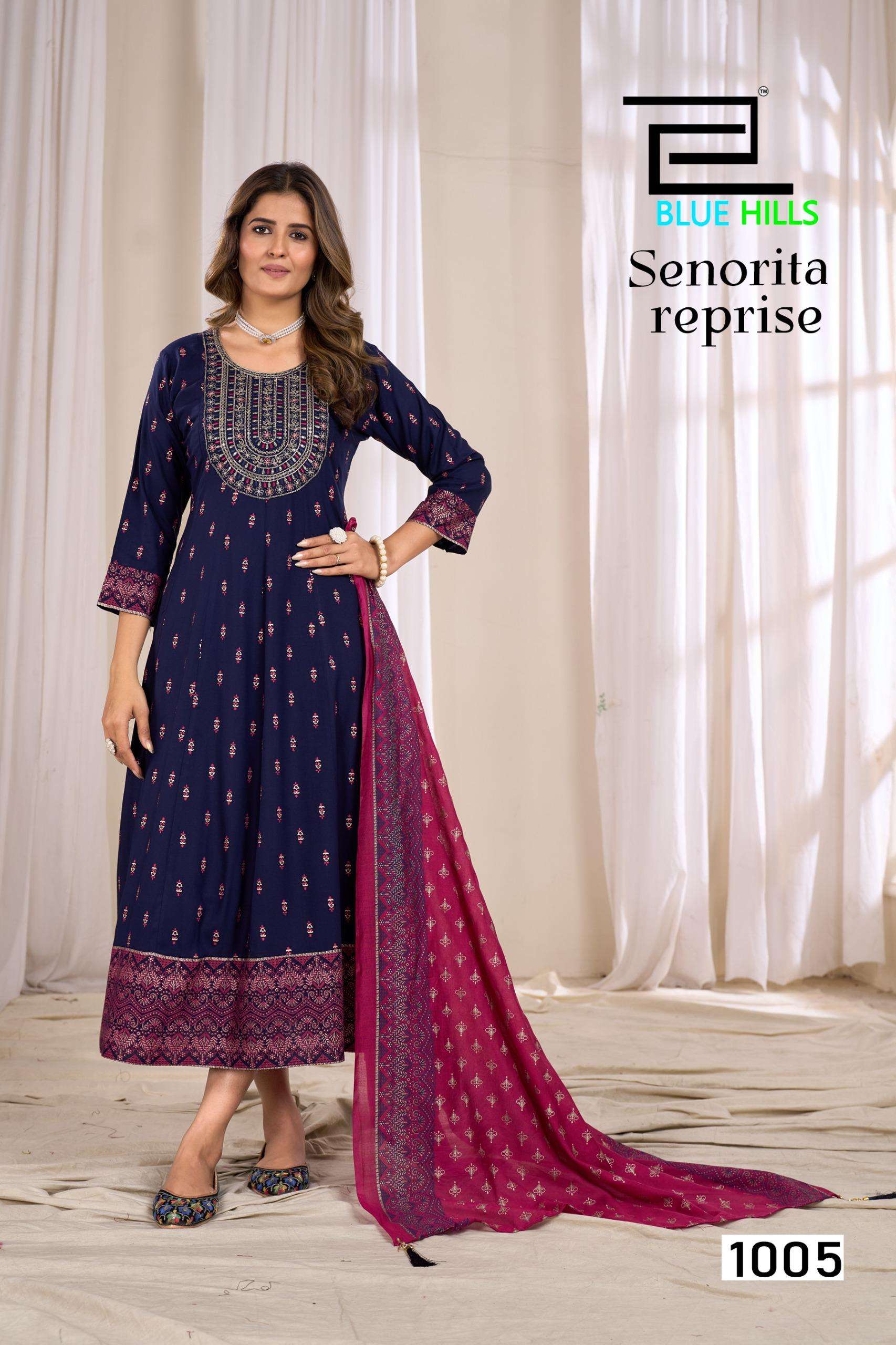 BLUE HILLS  SENORITA REPRISE RAYON ANARKALI GOWN WITH DUPATTA SET 