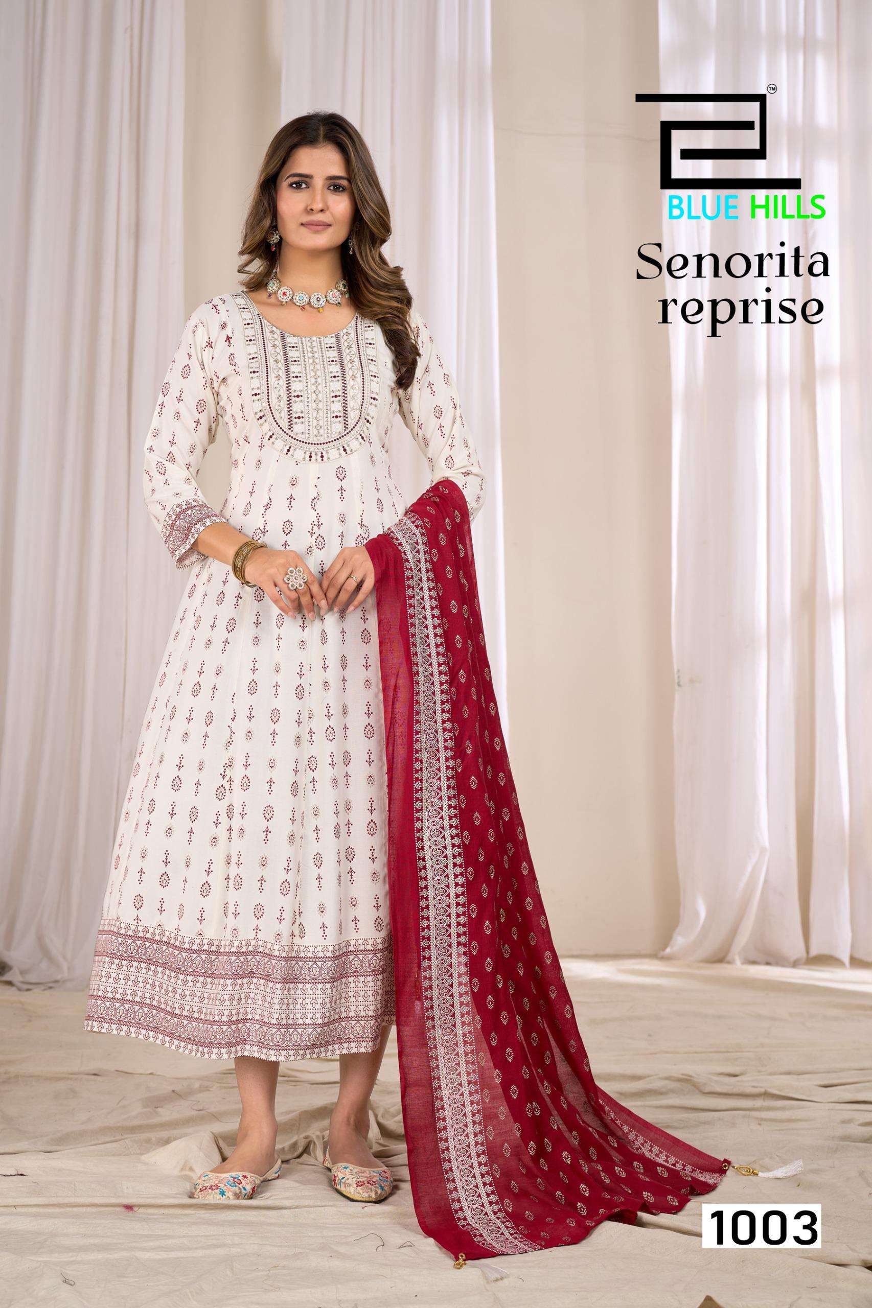 BLUE HILLS  SENORITA REPRISE RAYON ANARKALI GOWN WITH DUPATTA SET 