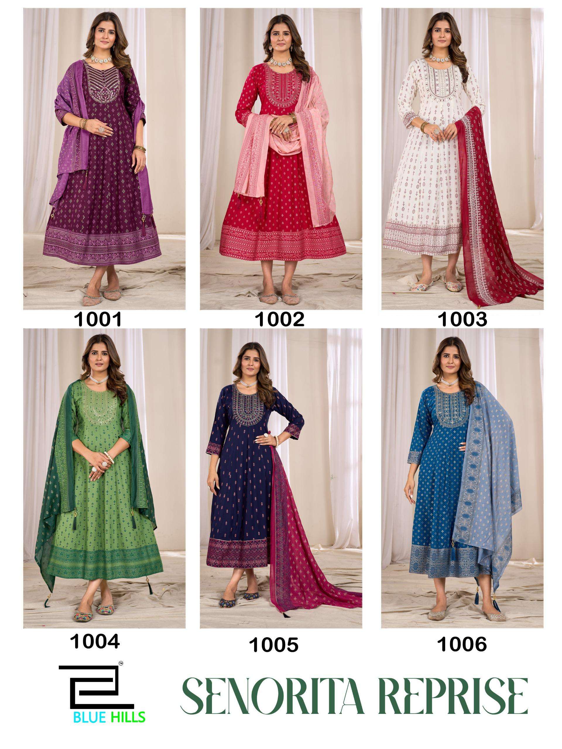 BLUE HILLS  SENORITA REPRISE RAYON ANARKALI GOWN WITH DUPATTA SET 