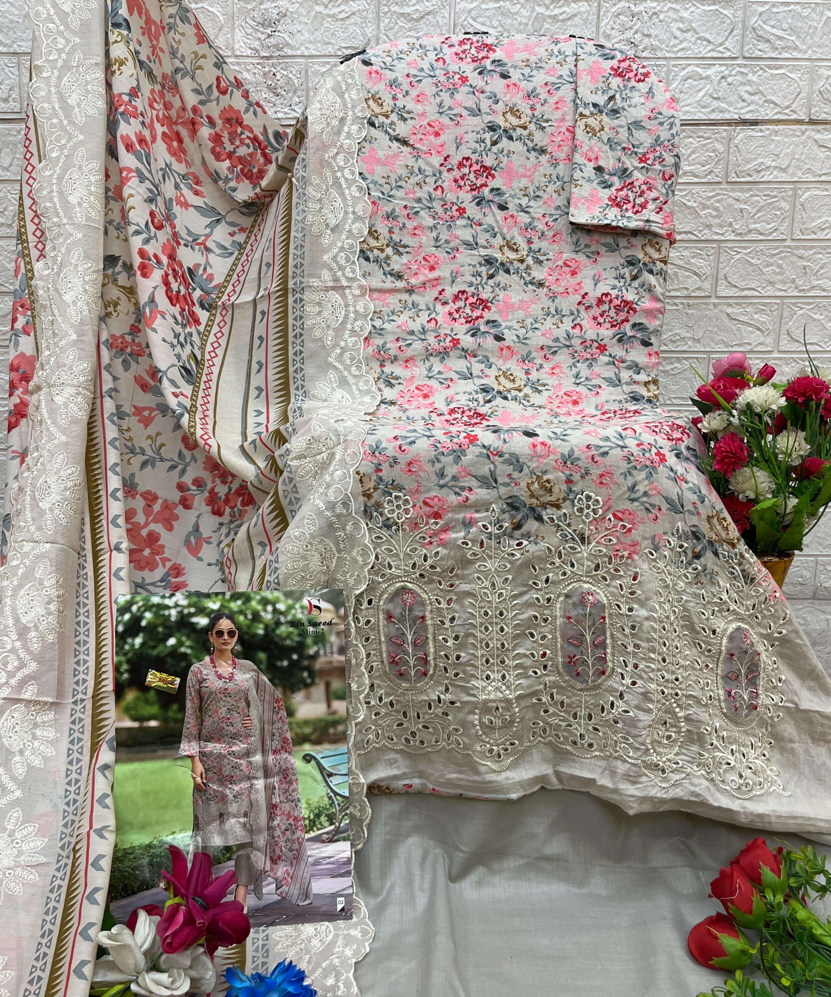 DEEPSY SUITS BIN SAEED MINI LAWN COLLECTION VO 2 COTTON DESIGNER WORK SUIT