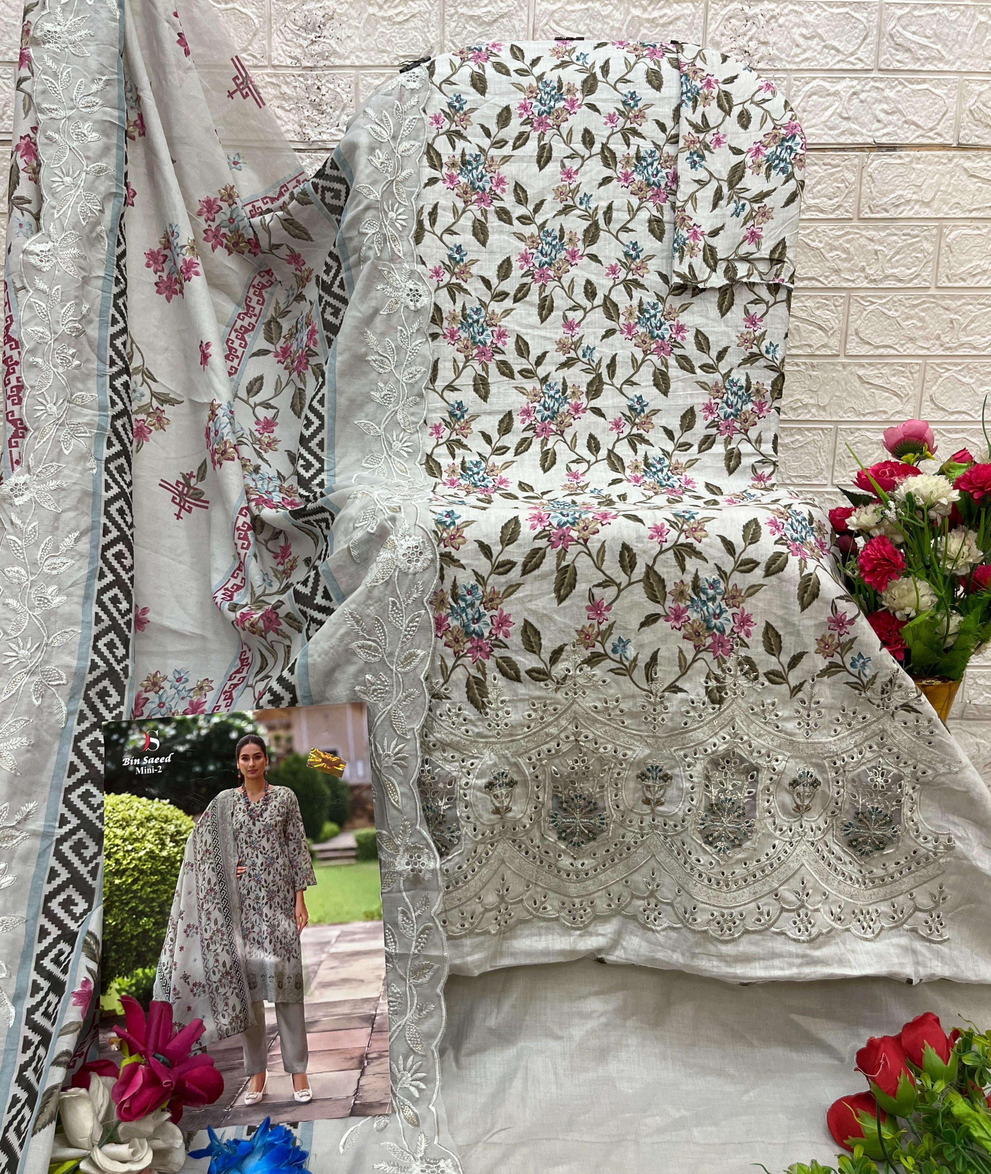 DEEPSY SUITS BIN SAEED MINI LAWN COLLECTION VO 2 COTTON DESIGNER WORK SUIT