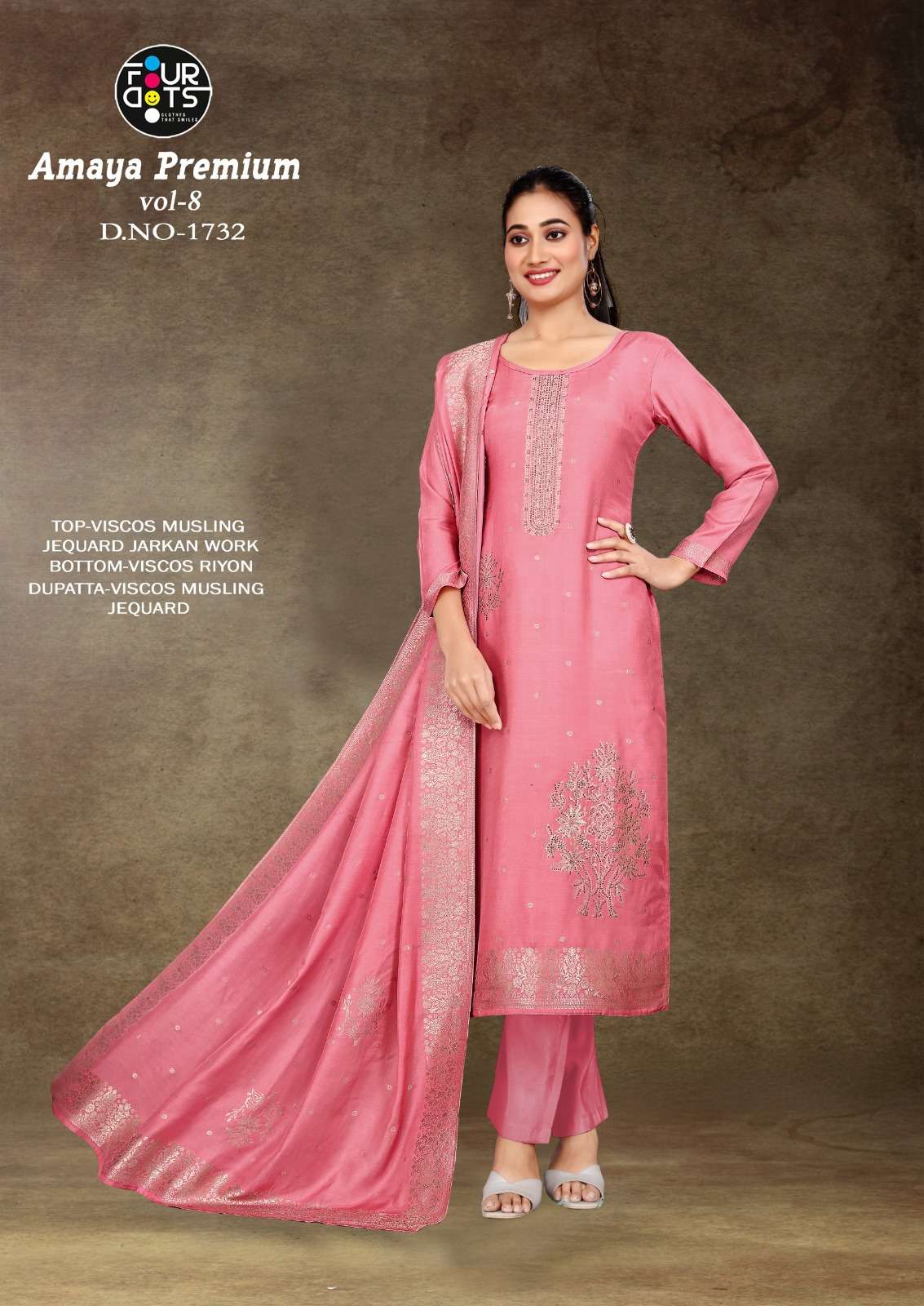 FOURDOTS AMAYA PREMIUM VOL 8 MUSLIN JACQUARD DESIGNER WORK SUIT
