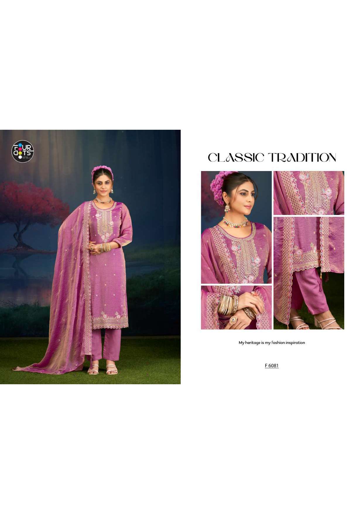 FOURDOTS GRISHA SILK WITH HEAVY EMBROIDERY DESIGNER WORK SUIT