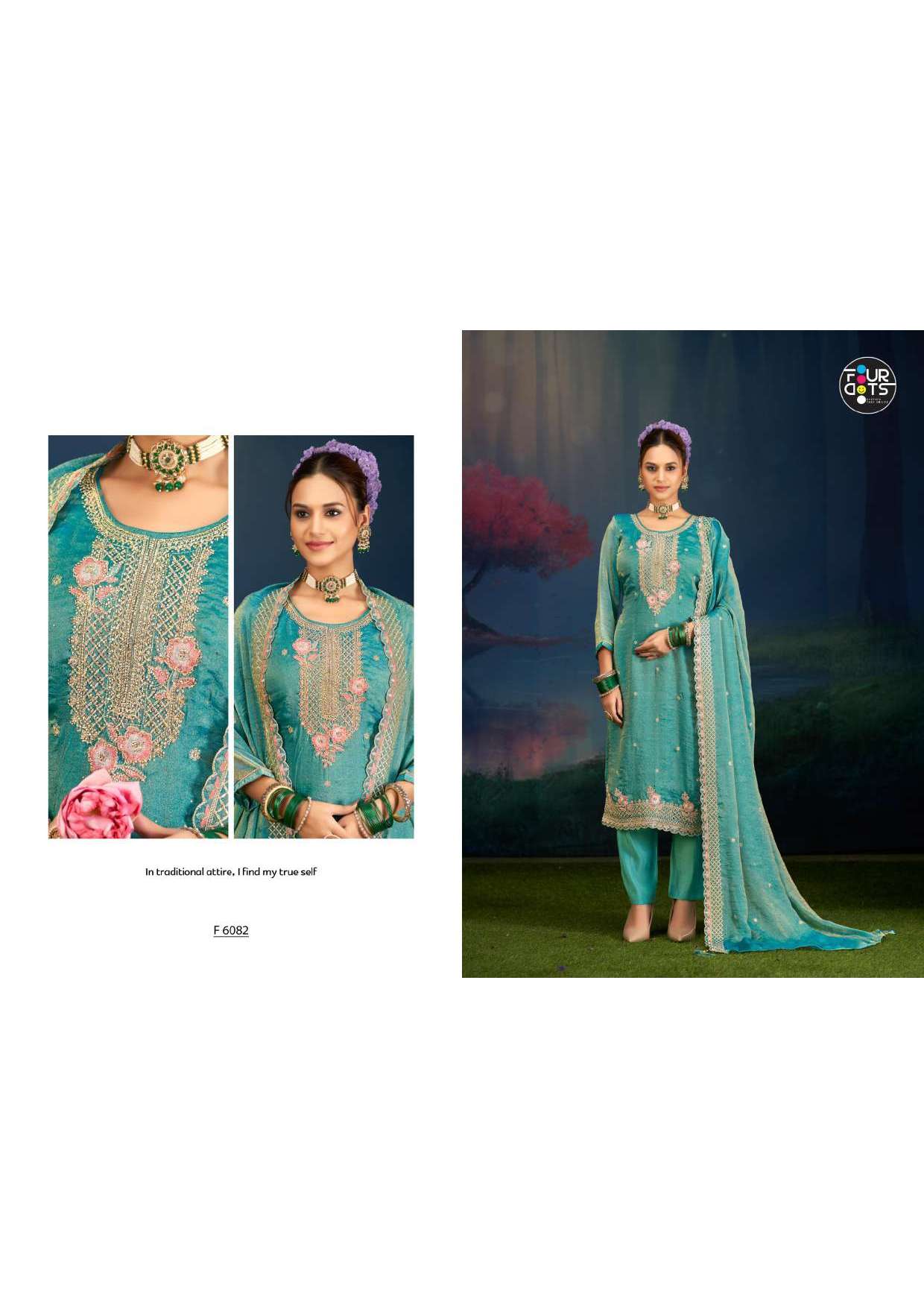 FOURDOTS GRISHA SILK WITH HEAVY EMBROIDERY DESIGNER WORK SUIT