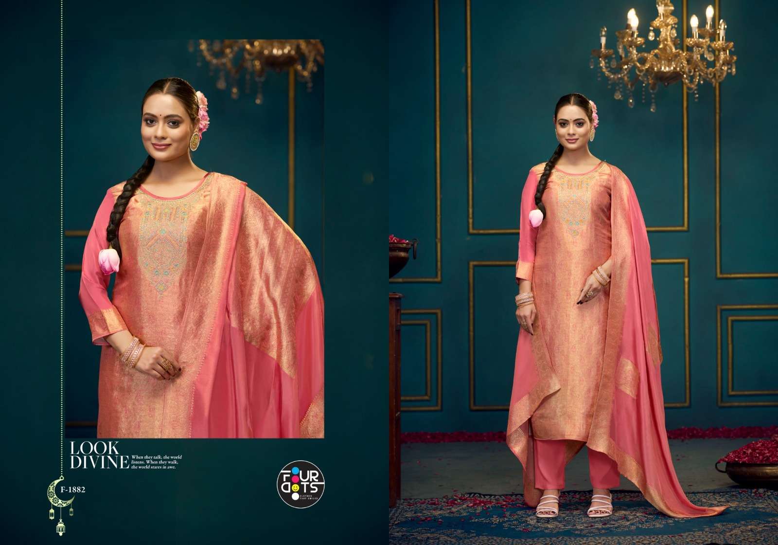 FOURDOTS VERA SILK JACQUARD DESIGNER WORK LADIES SUIT