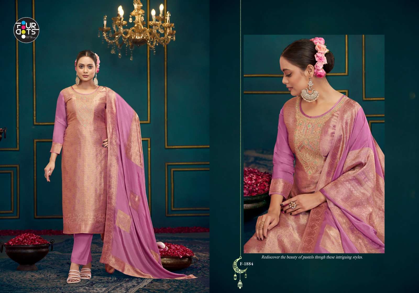 FOURDOTS VERA SILK JACQUARD DESIGNER WORK LADIES SUIT