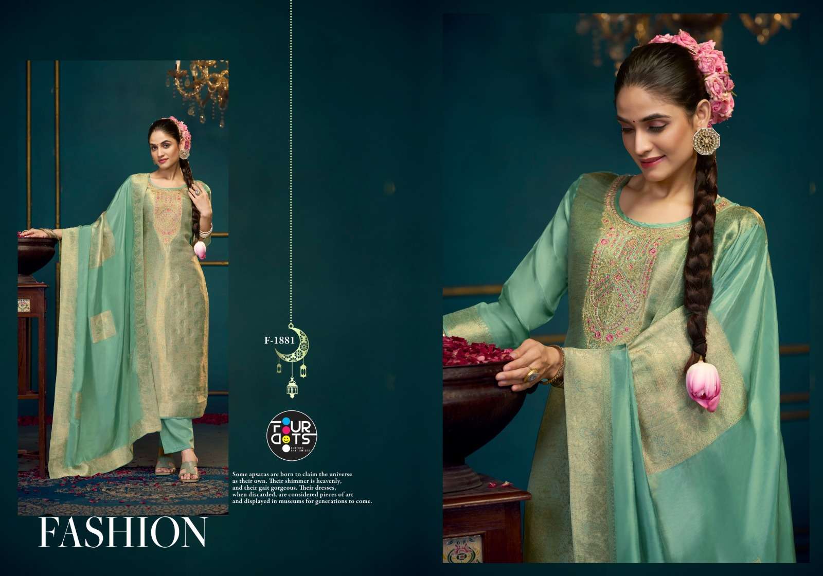 FOURDOTS VERA SILK JACQUARD DESIGNER WORK LADIES SUIT