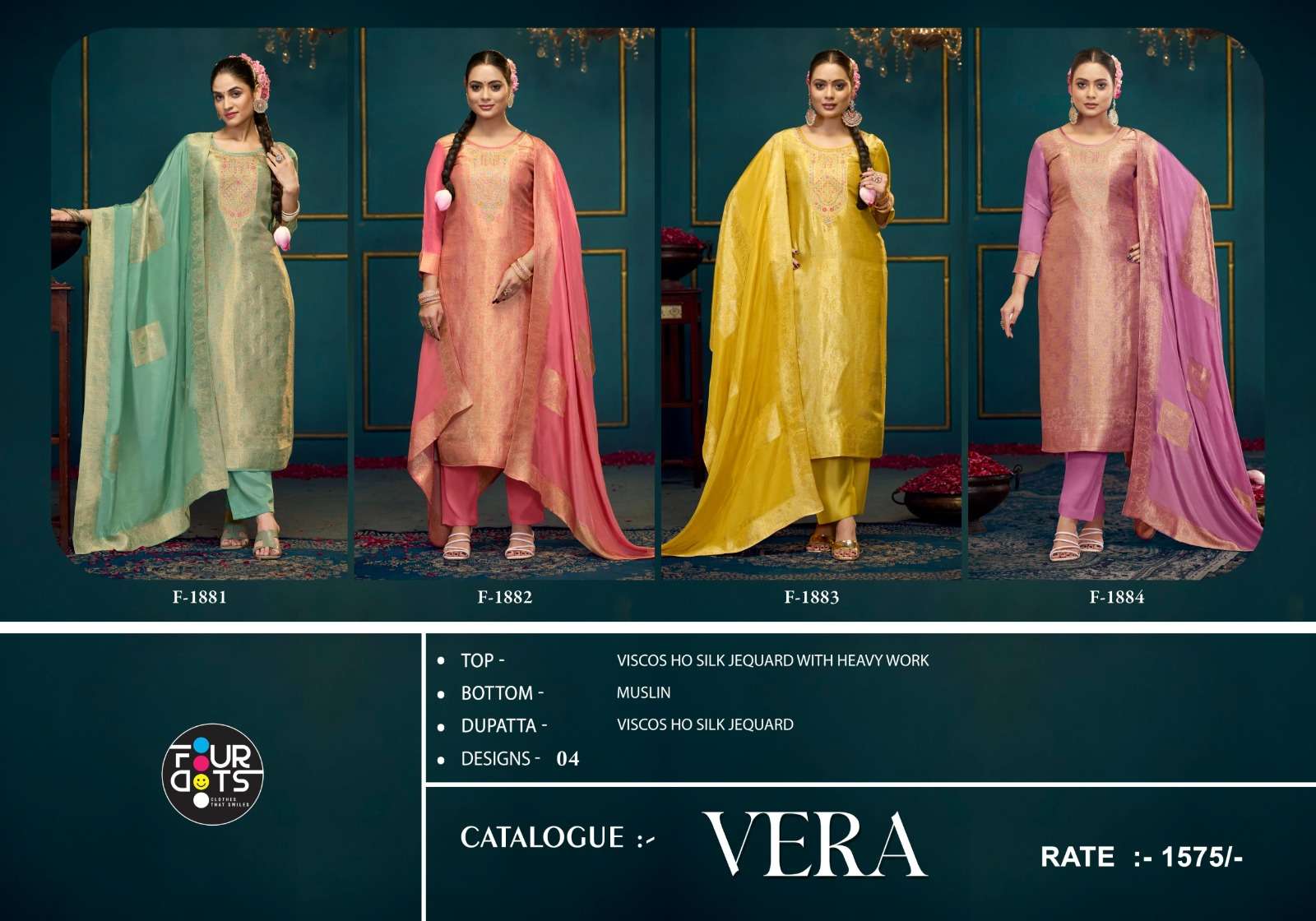 FOURDOTS VERA SILK JACQUARD DESIGNER WORK LADIES SUIT